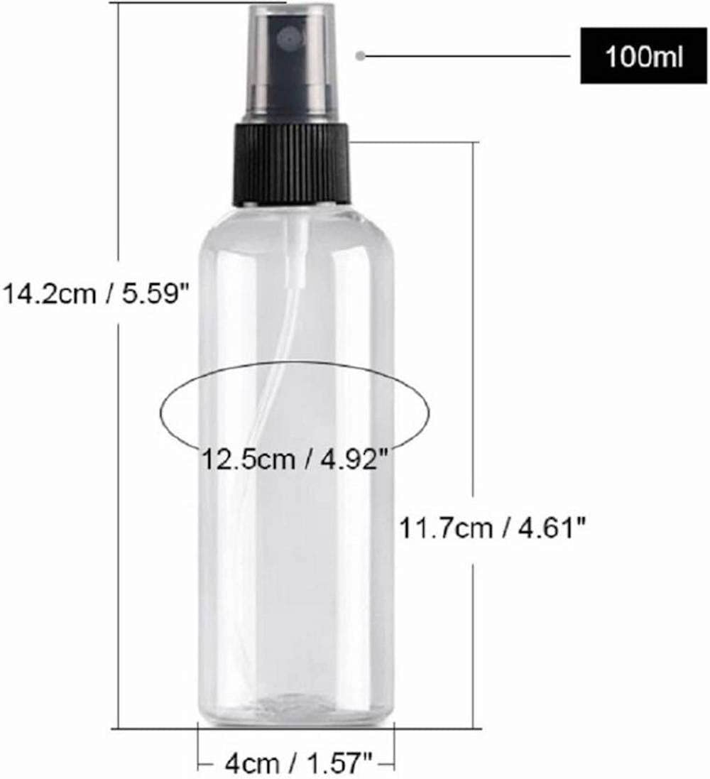 20 Pack 100ml Empty Clear Spray Bottles with Fine Mist Sprayer & Dust Cap - Small Refillable Plastic Bottles for Essential Oils, Beauty Products, Cleaning Solutions - Perfect for Home, Salon, Travel & DIY Projects