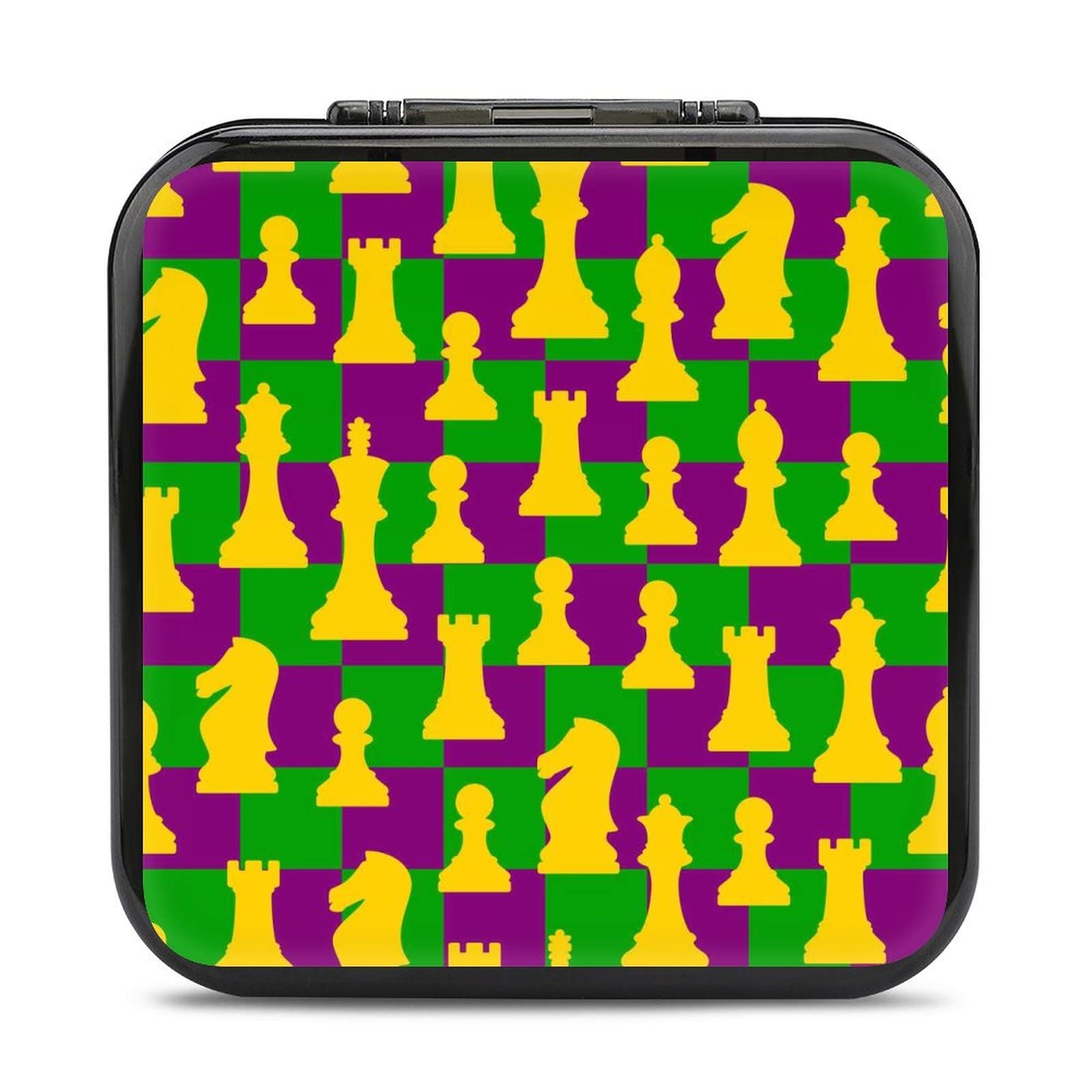 Premium Mardi Gras Themed Chess Game Card Case - 24 Card Holder Storage Box for Nintendo Switch - Perfect for Travel, Parties & Game Nights