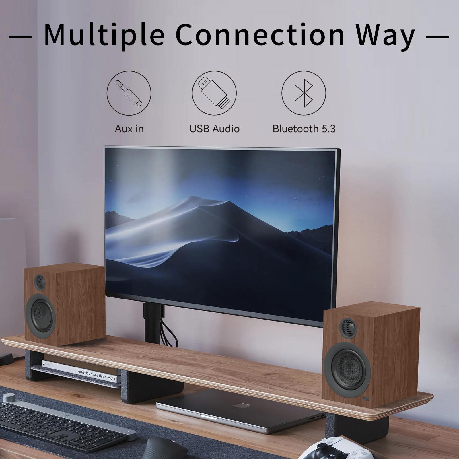 Premium Bluetooth Bookshelf Speakers - 75W Powered Active Stereo Speakers with 4