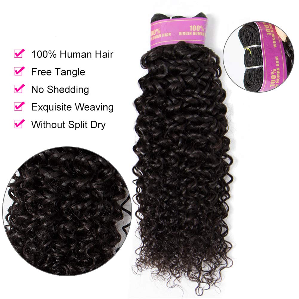 RECOOL 10A Brazilian Human Hair Extensions - 16 Inch Curly Hair Weft (1 Bundle) | Natural Color Virgin Hair for Styling & Volume | Perfect for Daily Wear, Parties & Special Occasions