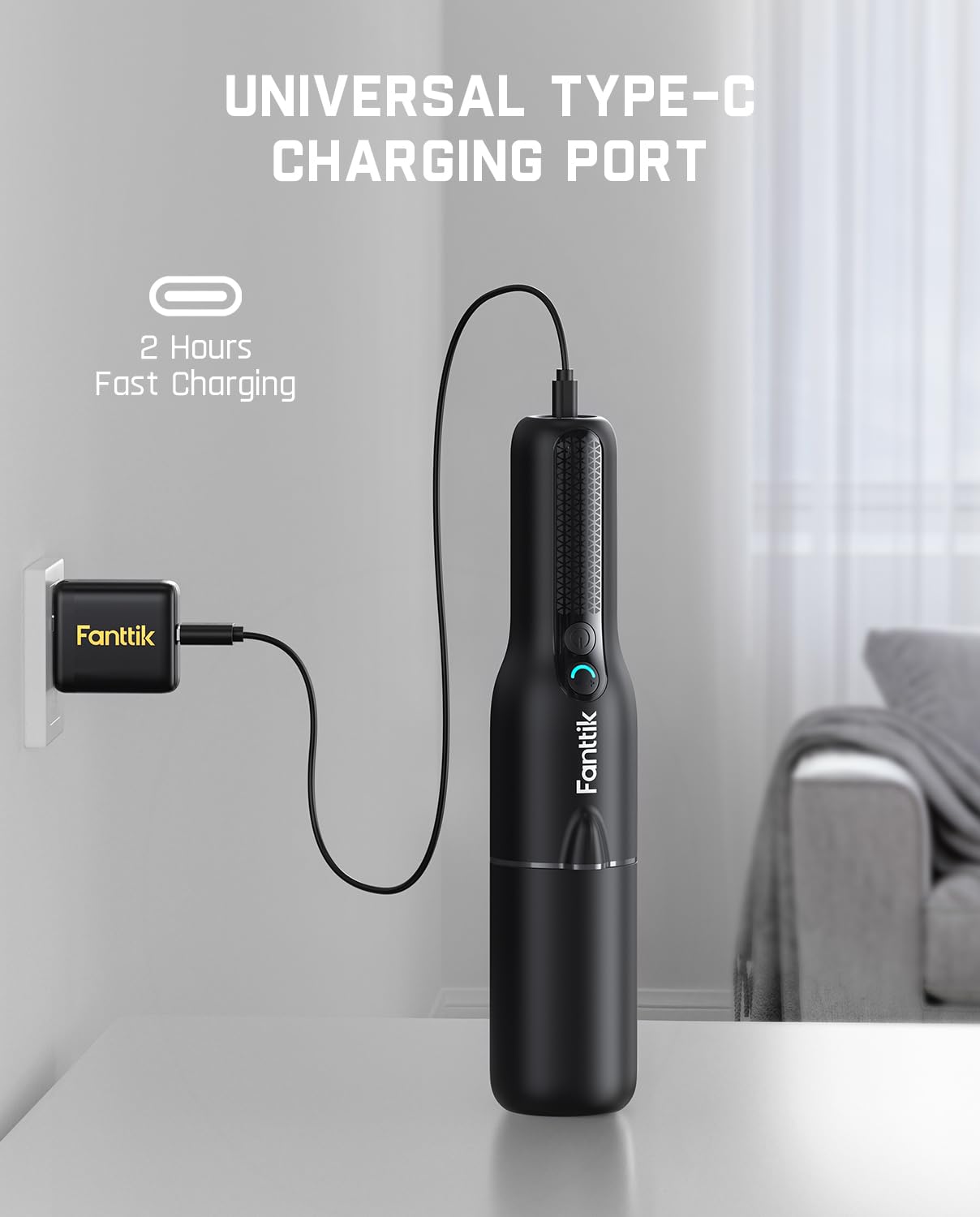 Fanttik Slim V7 Ace Cordless Car Vacuum Cleaner - 11000Pa/27AW Powerful Suction, Ultra Lightweight 1LB Portable Vacuum with LED Light & USB-C Fast Charging - Perfect for Car Cleaning, Keyboard, Home, Office & Pet Hair Removal
