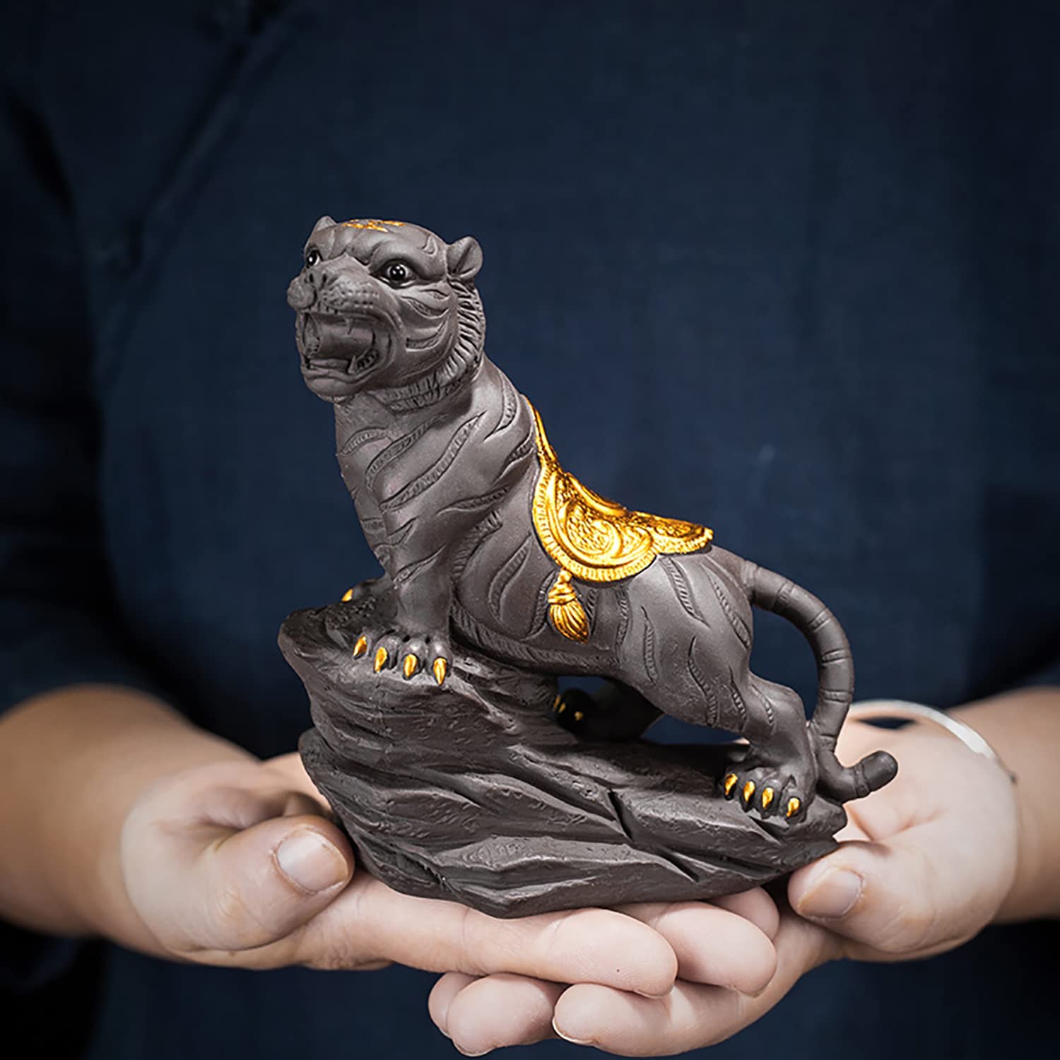 Chinese Zodiac Tiger Tea Pet - Purple Clay Cute Tea Accessory for Kung Fu Tea Sets | Funny Home & Car Desktop Decor for Tea Lovers | Perfect Gift for Chinese New Year & Tea Ceremonies
