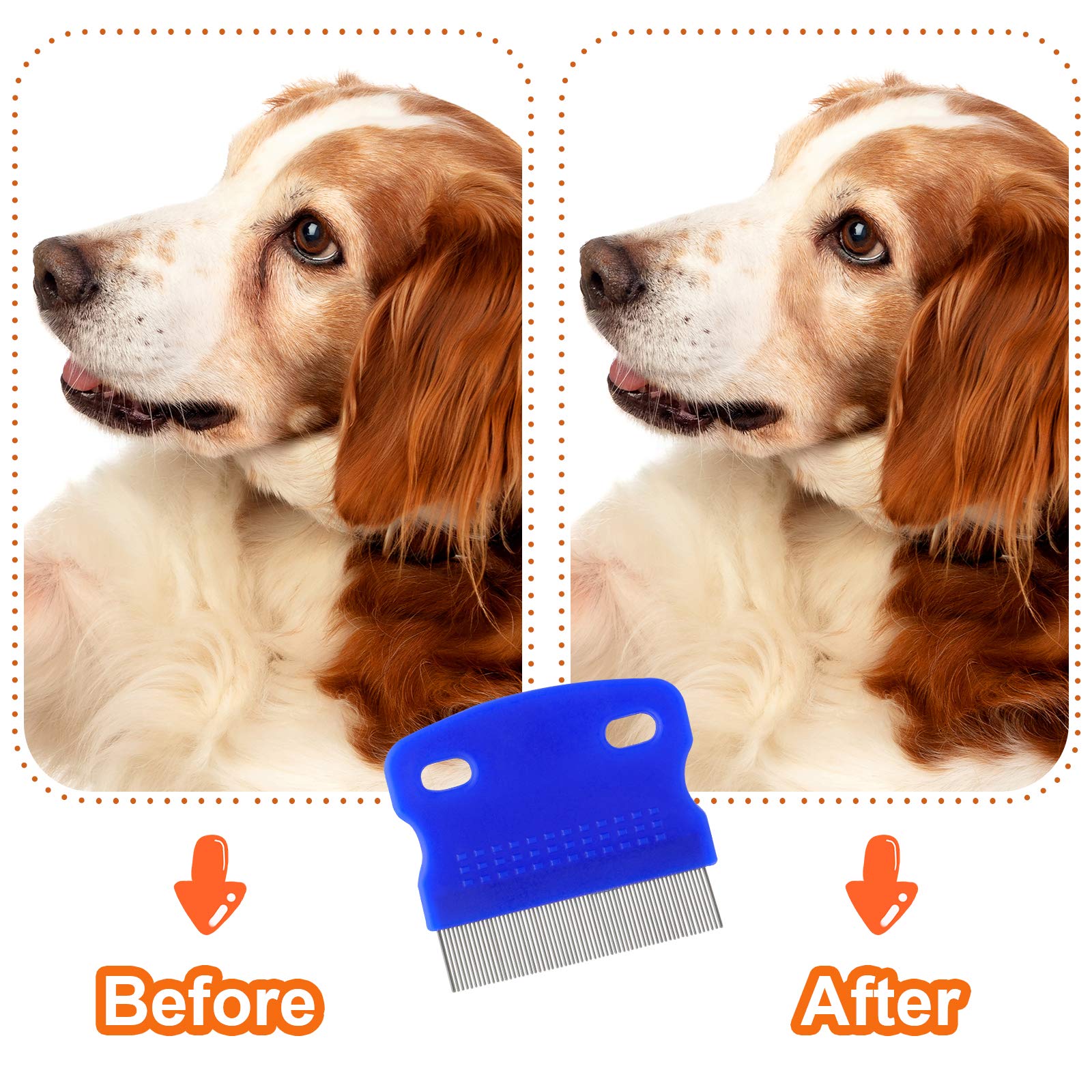 Premium 2-in-1 Pet Grooming Comb Kit for Small Dogs & Puppies - Round Tooth Comb for Detangling & Tear Stain Remover - Perfect for Daily Grooming & Gentle Coat Care