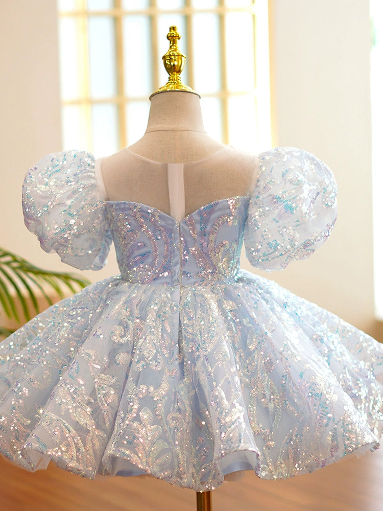 Royal Blue Organza Flower Girl Dress - Princess Round Tea-Length for Weddings & Special Occasions | Perfect for Bridal Parties, Pageants & Formal Events