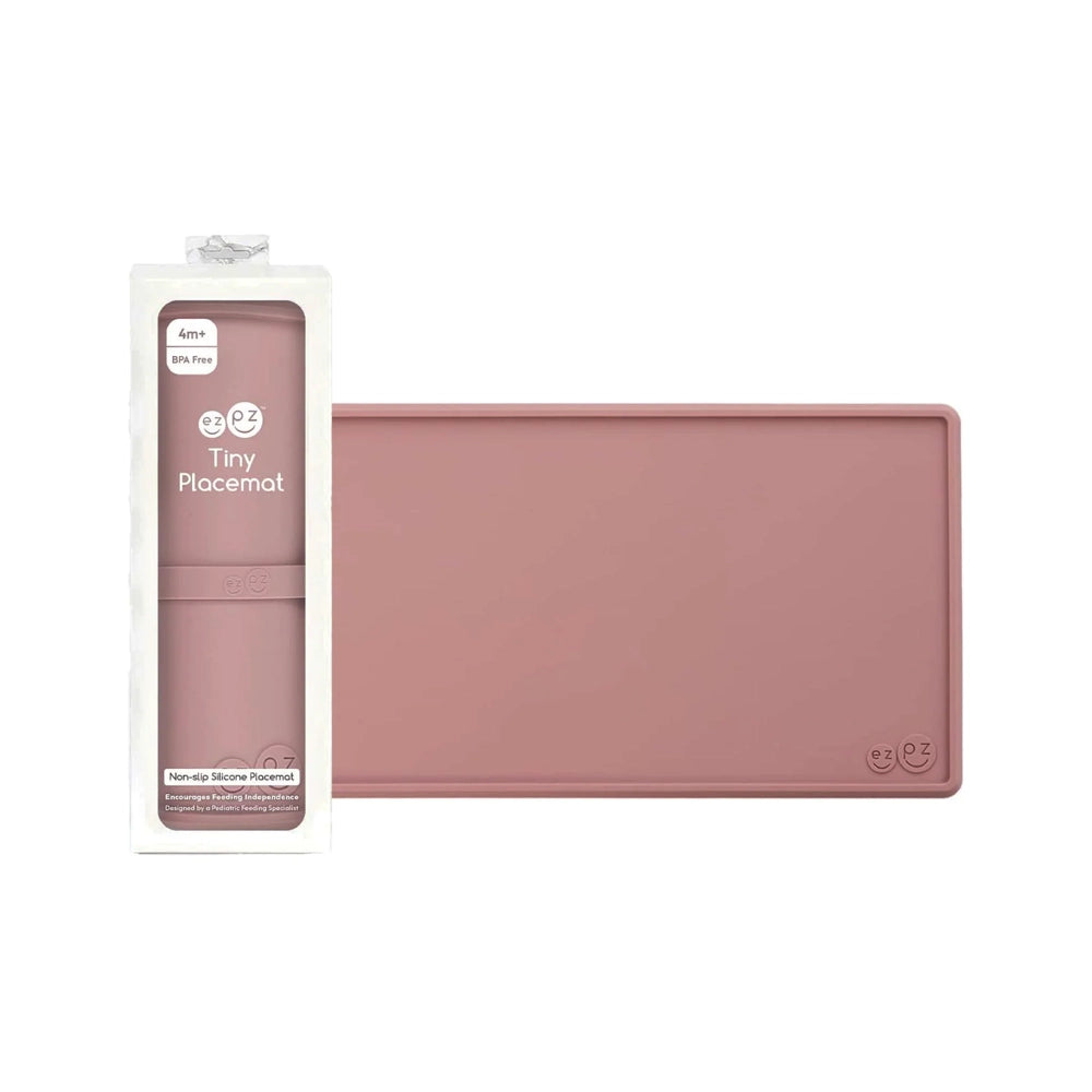 EzPz Tiny Placemat in Blush - Non-Slip Silicone Baby Feeding Mat for High Chairs & Tables - Perfect for Toddlers & Infants at Mealtime