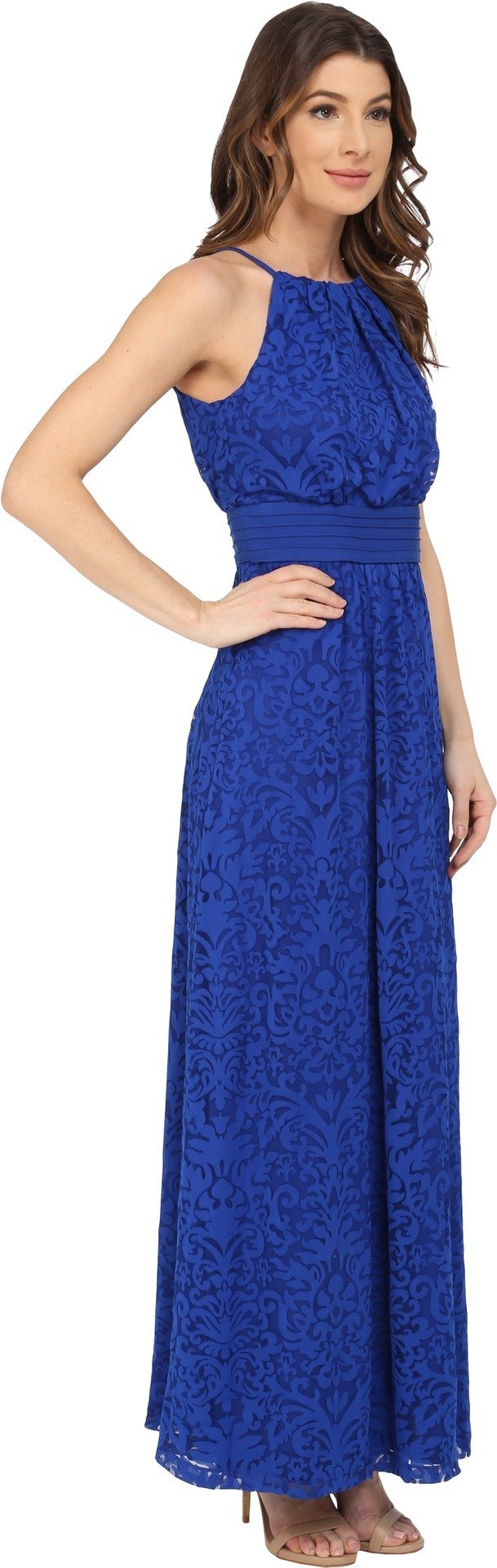 Maggy London Women's Elegant Pintuck Halter Maxi Dress - Flowy Summer Beach Wedding Guest Dress for Special Occasions & Vacations