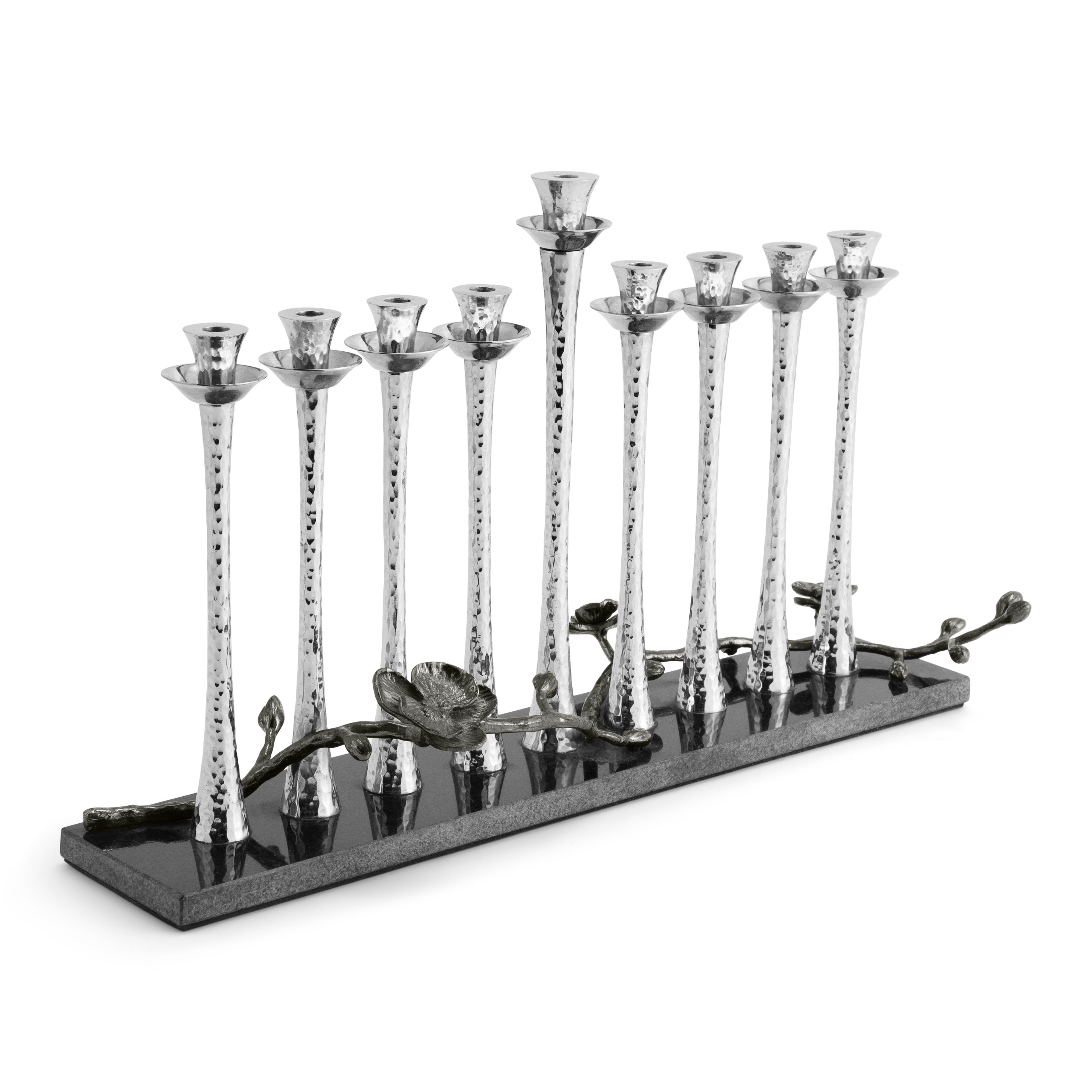 Black Orchid Menorah - Elegant Hanukkah Candle Holder for Jewish Holiday Decor & Home Celebration