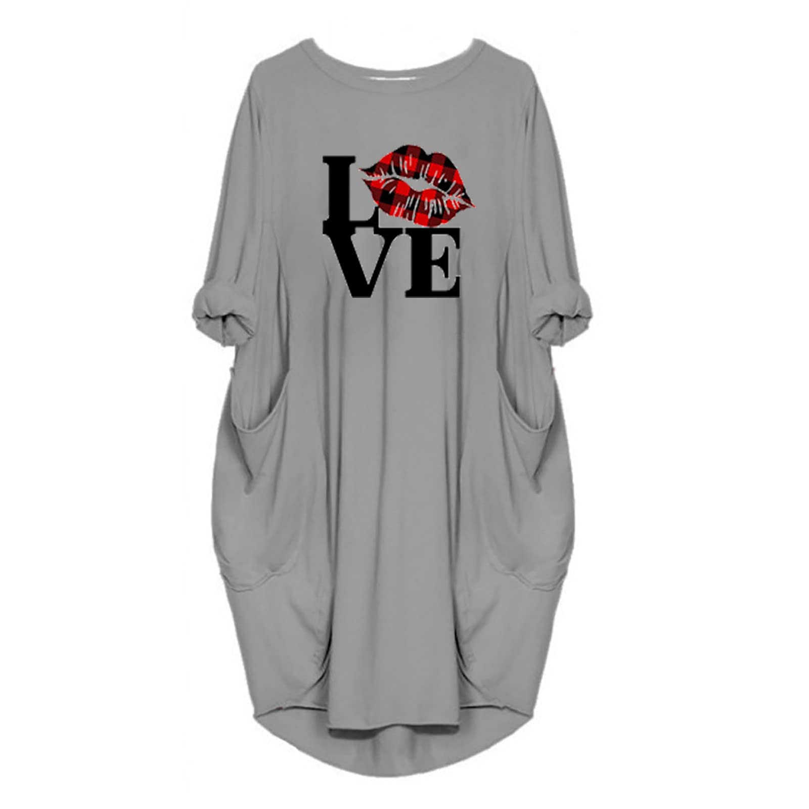 2022 Women's Long Sleeve Round Neck Love Print Casual Dress - Perfect for Fall/Winter, Date Nights & Office Wear