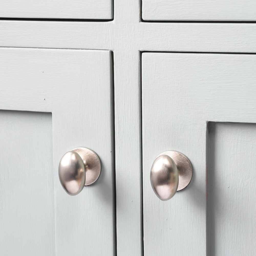 Satin Nickel Oval Cabinet Knobs - Elegant Hardware for Kitchen & Bathroom Cabinets - Perfect for Home Renovation & Furniture Upgrade