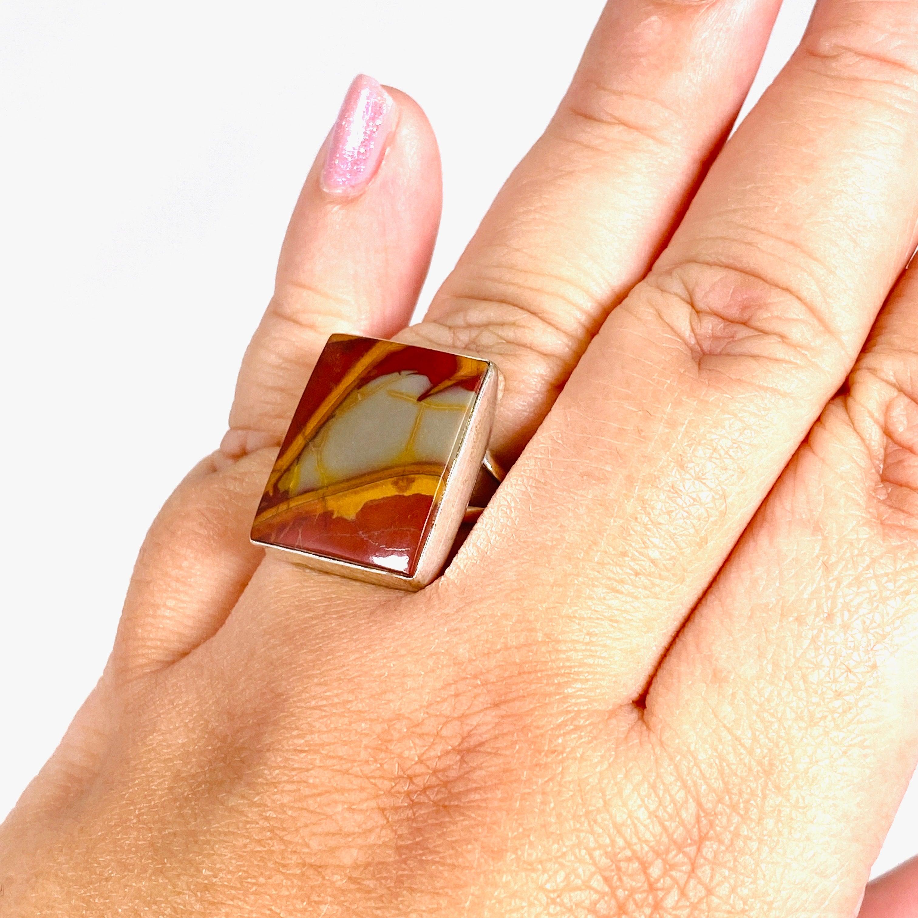 Natural Pilbara Noreena Jasper Rectangular Ring - Size 11 - KRGJ2225 - Handmade Gemstone Jewelry for Women - Perfect for Boho Style, Gift Giving & Spiritual Healing