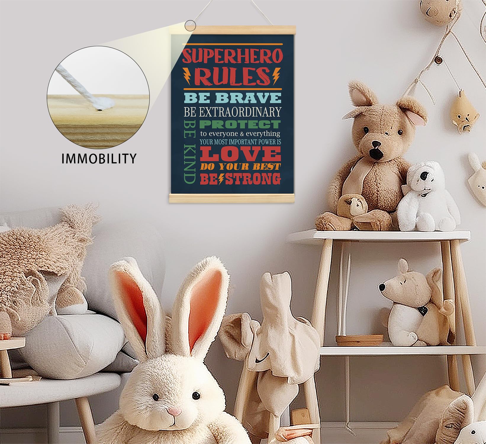 Foedor Inspirational Superhero Rules Wall Art Poster - 12x16 Inch Motivational Quote Decor for Kids Room, Nursery, Boy Bedroom & Playroom - Perfect Superhero Themed Room Decor for Children's Bedrooms & Play Areas