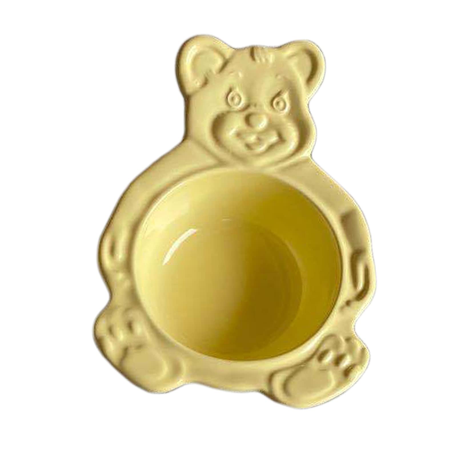 Bddalpke Cute Bear-Shaped Ceramic Bowl - Microwave & Dishwasher Safe Breakfast Bowl for Milk, Soup, Baking, and Fruit Serving - Perfect for Kids' Meals, Home Decor, and Gift Giving (Yellow)