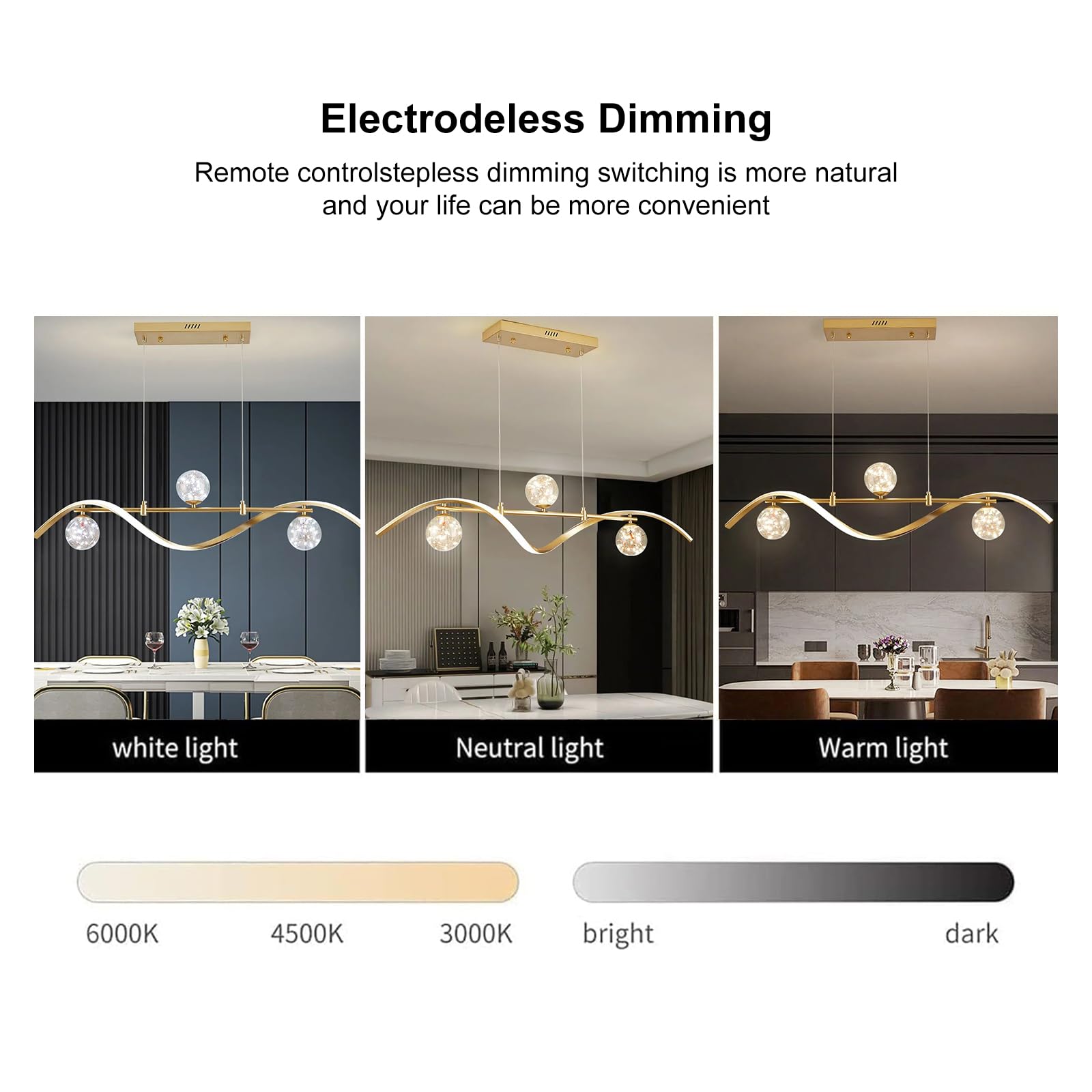 Modern Dimmable LED Linear Kitchen Island Light Fixture - 4-Light Adjustable Hanging Pendant for Dining Room, Living Room & Bar Counter - Energy Efficient Lighting for Home & Restaurant Decor