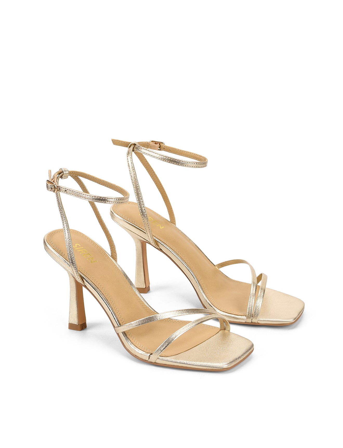 Gold Metallic Leather Strappy Heels for Women - Elegant Party Shoes for Weddings, Prom & Evening Events