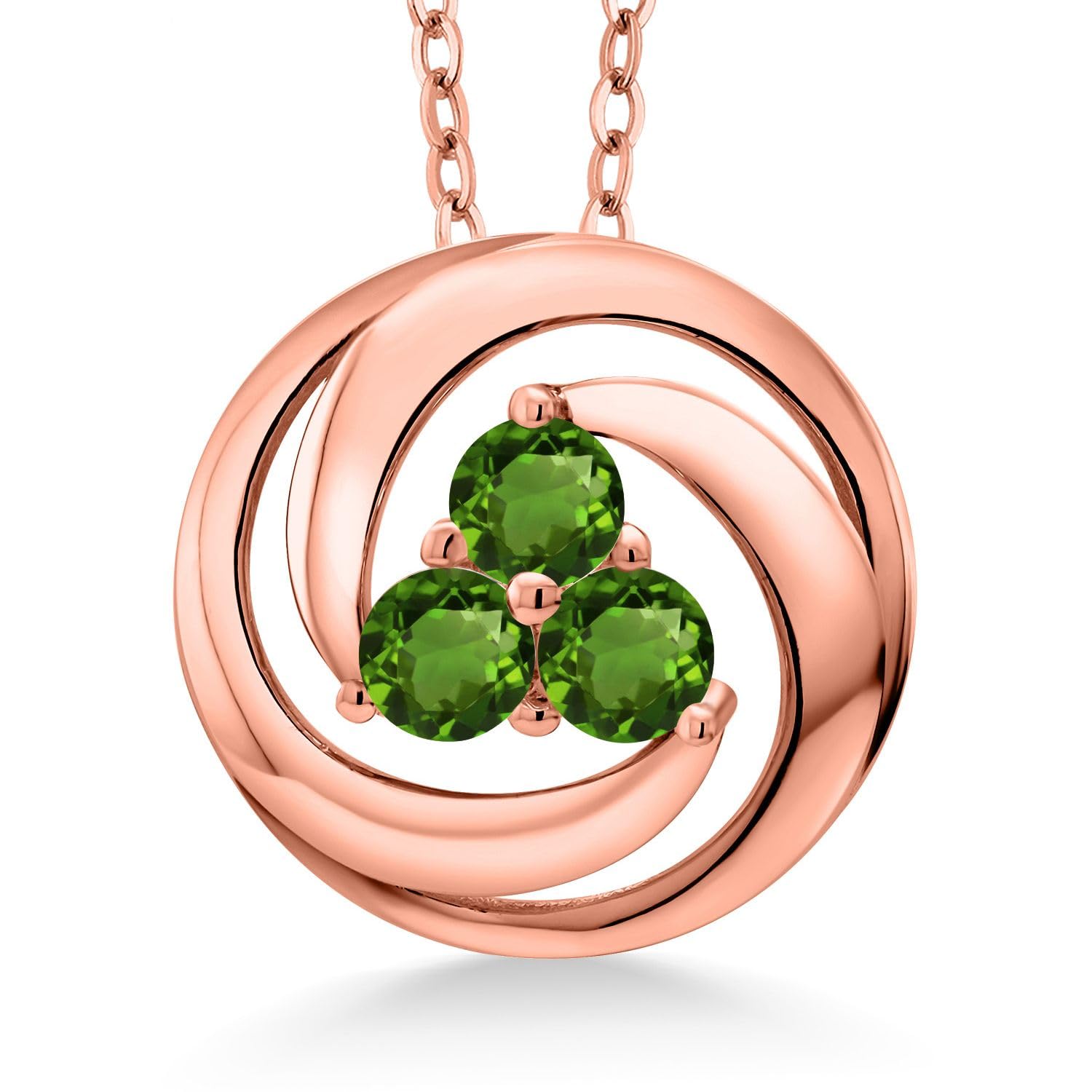 18K Rose Gold Plated Sterling Silver 4MM Round Birthstone Pendant Necklace for Women - 3 Stone Circle Design with 18 Inch Chain | Perfect Gift for Birthday, Anniversary & Mother's Day | Elegant Jewelry for Daily Wear & Special Occasions