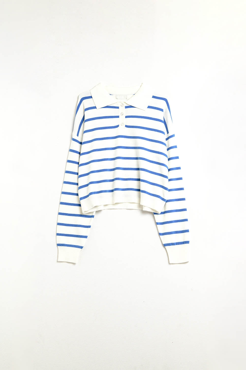 Soft Striped Blue Knit Polo Shirt for Men - Comfortable Casual Wear for Office, Golf & Everyday Outfits