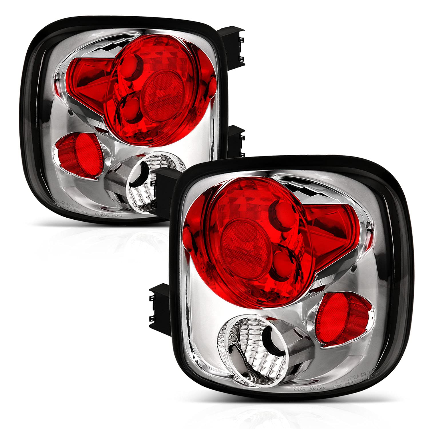 AmeriLite Chrome Replacement Brake Tail Lights for Chevy Silverado & GMC Sierra Stepside - Left & Right Side Pair - Durable LED Lights for Enhanced Safety & Style - Perfect for Night Driving & Off-Road Adventures