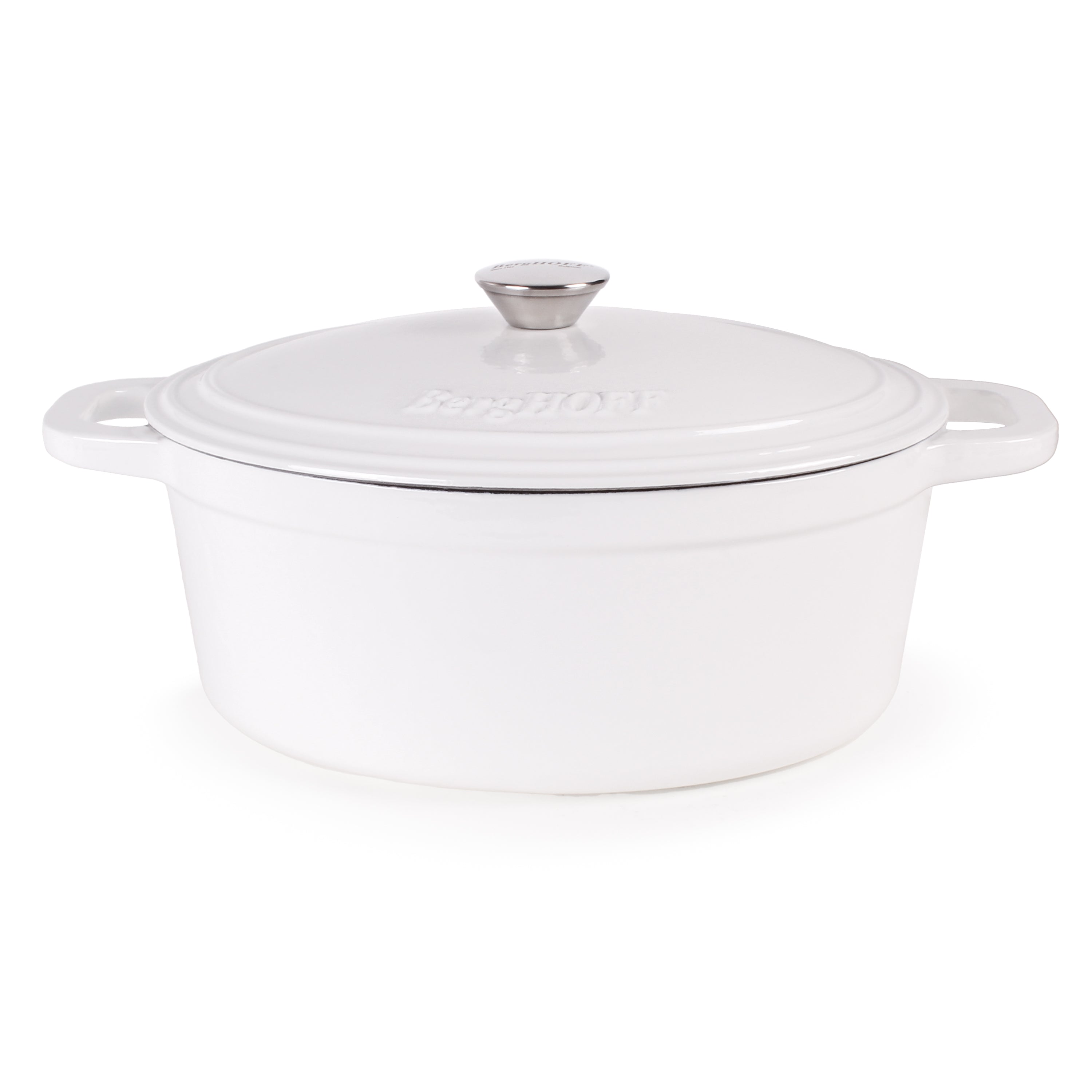 BergHOFF Neo 4-Piece Cast Iron Cookware Set - 5 Quart & 8 Quart Dutch Oven with Lid - Premium White Enameled Cookware for Baking, Braising & Serving - Perfect for Stovetop, Oven & Tabletop Use