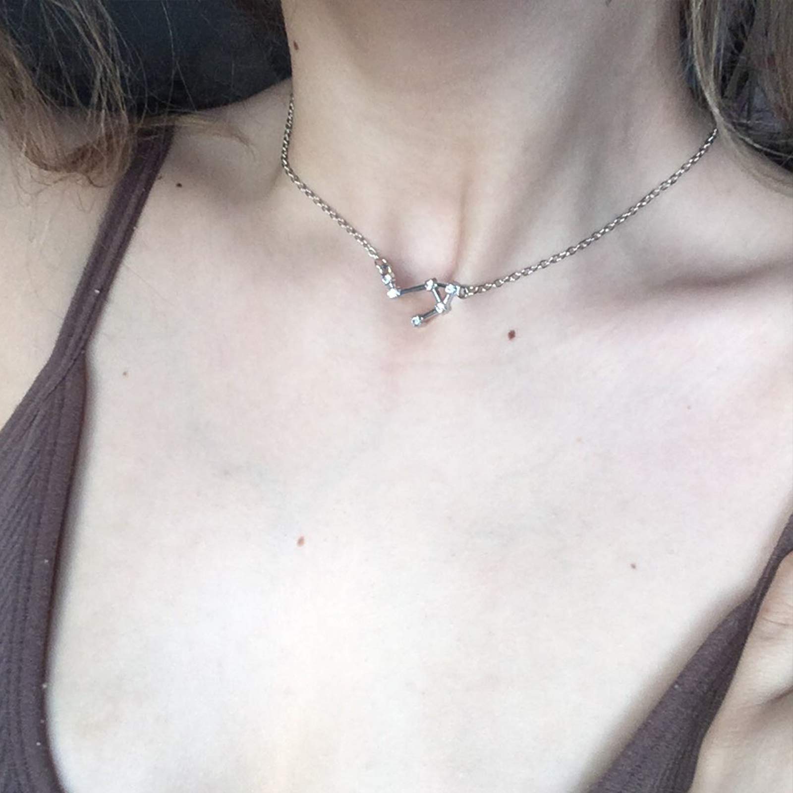 2Pcs Zodiac Necklace for Women - 12 Constellation Sign Necklace with CZ Stones, Astrology Jewelry, Birthday Gift with Message Card - Perfect for Daily Wear, Parties & Special Occasions