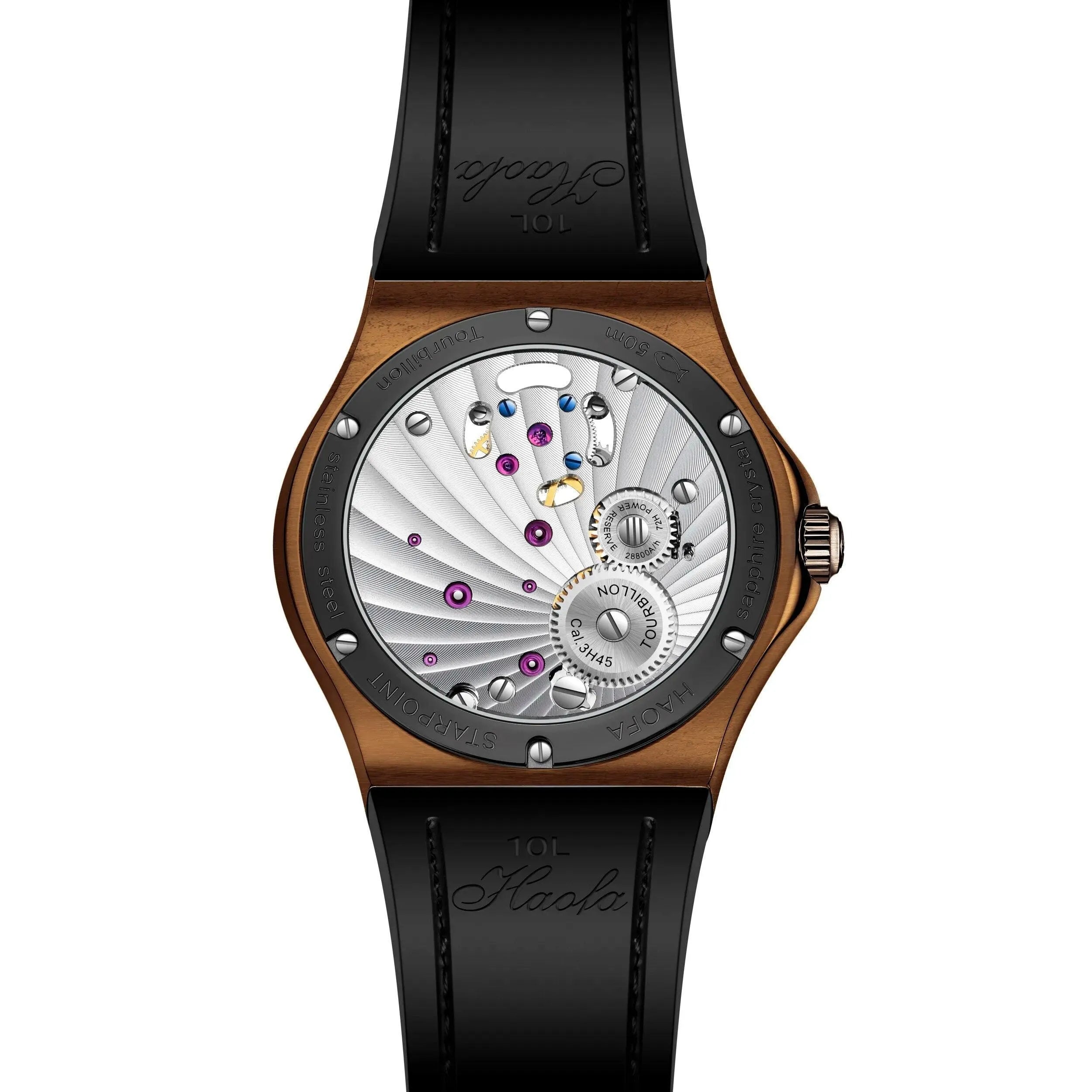 Luxury Men's Tourbillon Mechanical Watch - Bronze Case, Manual Winding, Sapphire Crystal, Business & Dress Wristwatch with Day/Night Display | Perfect for Formal Events, Business Meetings & Special Occasions