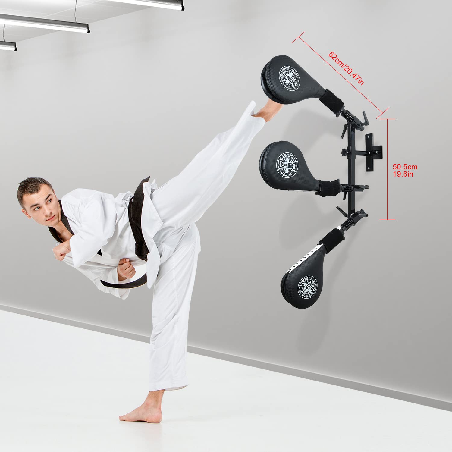 SYNTECSO 3-Pack Taekwondo Kick Pads with Wall Mount - Hands-Free Striking Targets for Karate, Kickboxing & Martial Arts Training - Perfect for Dojo, Home Gym & Combat Sports Practice