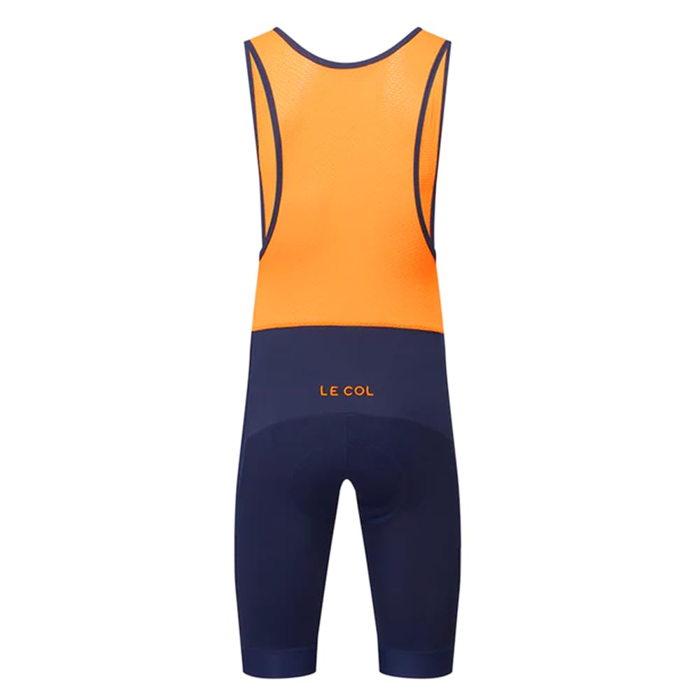 Men's Sport Bib Shorts II - Padded Chamois Cycling Shorts with Gel Inserts for Comfort & Performance | Navy/Saffron | X-Large | Perfect for Road Biking, Spinning & Long Distance Cycling