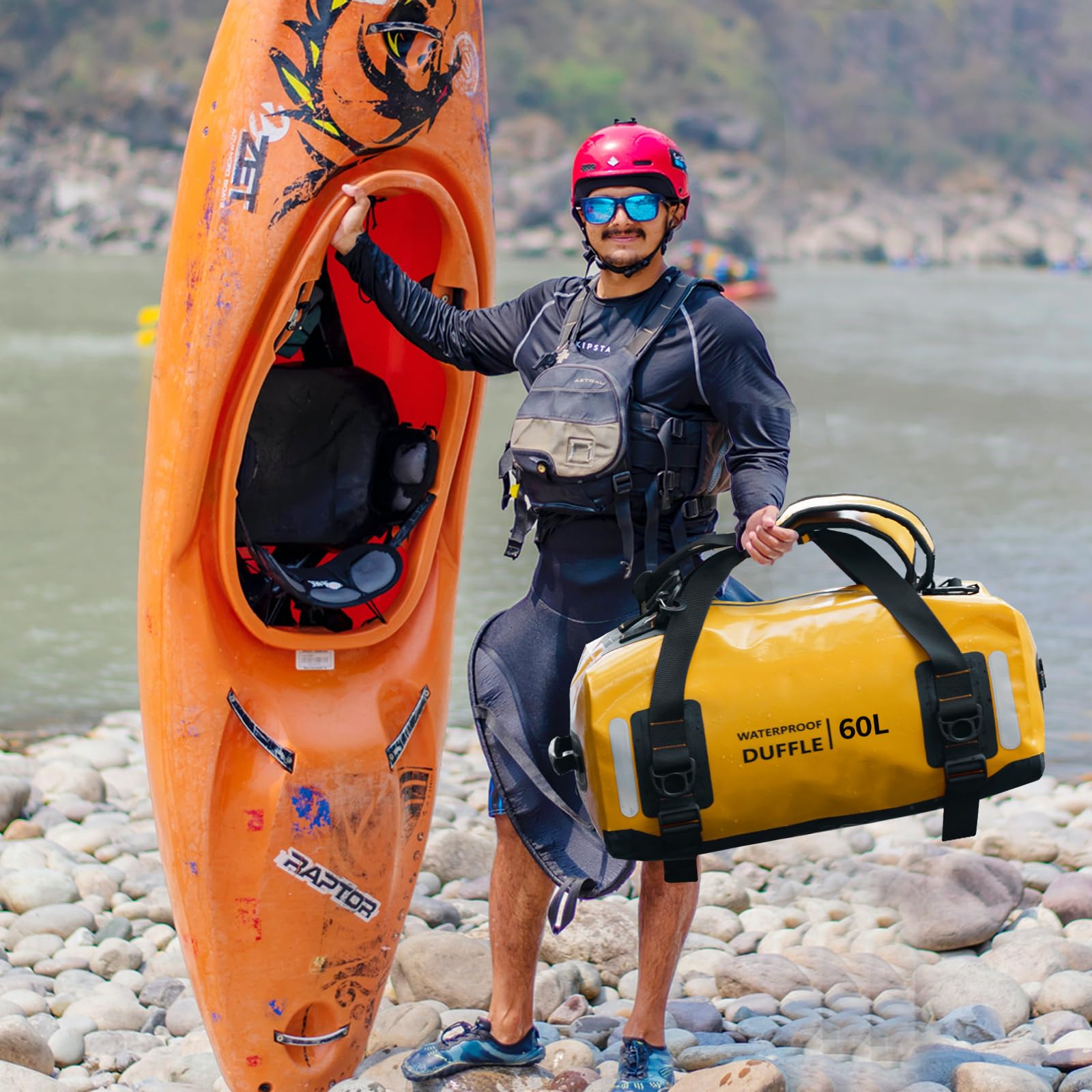 ESONE 60L Waterproof Dry Bag Backpack for Men & Women - Lightweight Kayaking, Camping, Travel & Water Sports Gear - Perfect for Boating, Paddle Boarding, Surfing & Outdoor Adventures