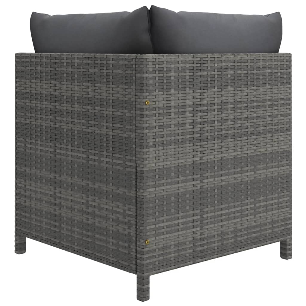 vidaXL 6-Piece Outdoor Lounge Set with Cushions - Poly Rattan Patio Furniture, Modular Design, Removable & Washable Gray Cushion Covers - Perfect for Garden, Poolside & Backyard Relaxation