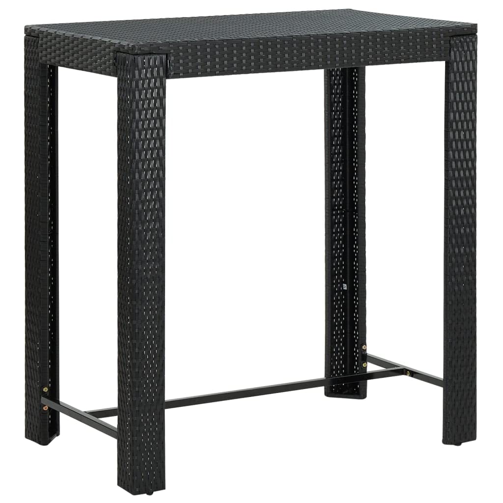 CHARMMA 7-Piece Outdoor Patio Bar Set with Weather-Resistant Cushions - Black Poly Rattan Dining Furniture (45.6KG) - Perfect for Backyard, Deck, Poolside & Garden Entertaining