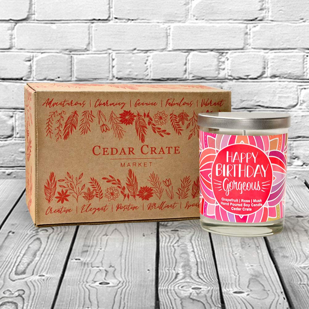 Happy Birthday Gorgeous - Luxury Scented Soy Birthday Candle for Women, Best Friend, Mom, Sister, Wife, Girlfriend | Made in USA, Decorative Gift for Birthdays, Anniversaries, and Special Occasions