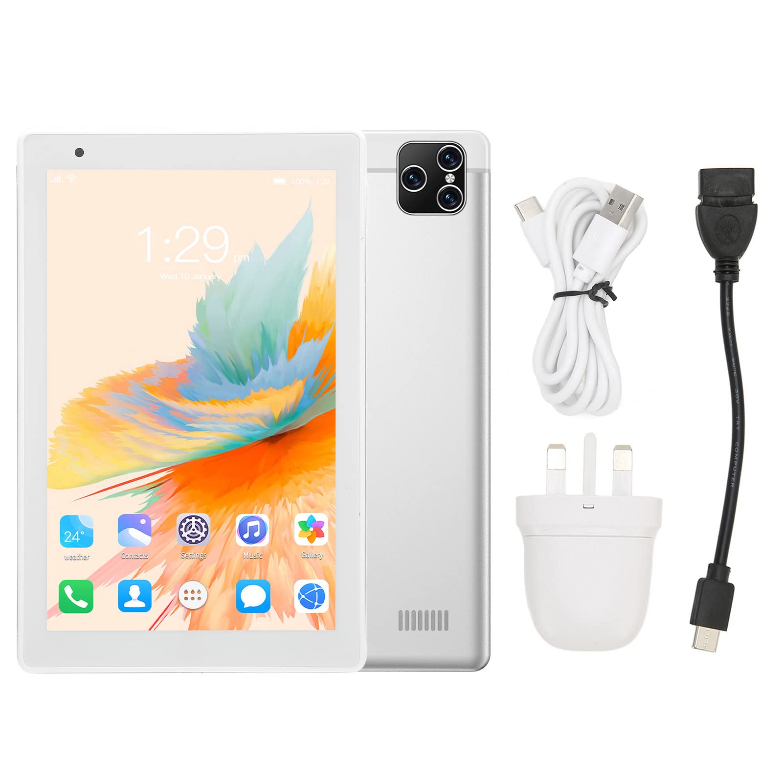8 Inch Kids Tablet with Octa-Core Processor, 2GB RAM 32GB Storage, Dual Camera & IPS Screen - Educational Learning Tablet for Toddlers Ages 6-12, WiFi Bluetooth 4500mAh Battery (Black/White) - Perfect for Homeschooling, Travel & Interactive Play