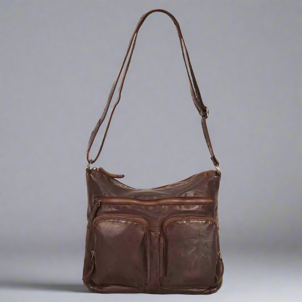 Premium MET Double Front Pocket Genuine Leather Bag for Men & Women - Stylish & Durable for Work, Travel & Everyday Use