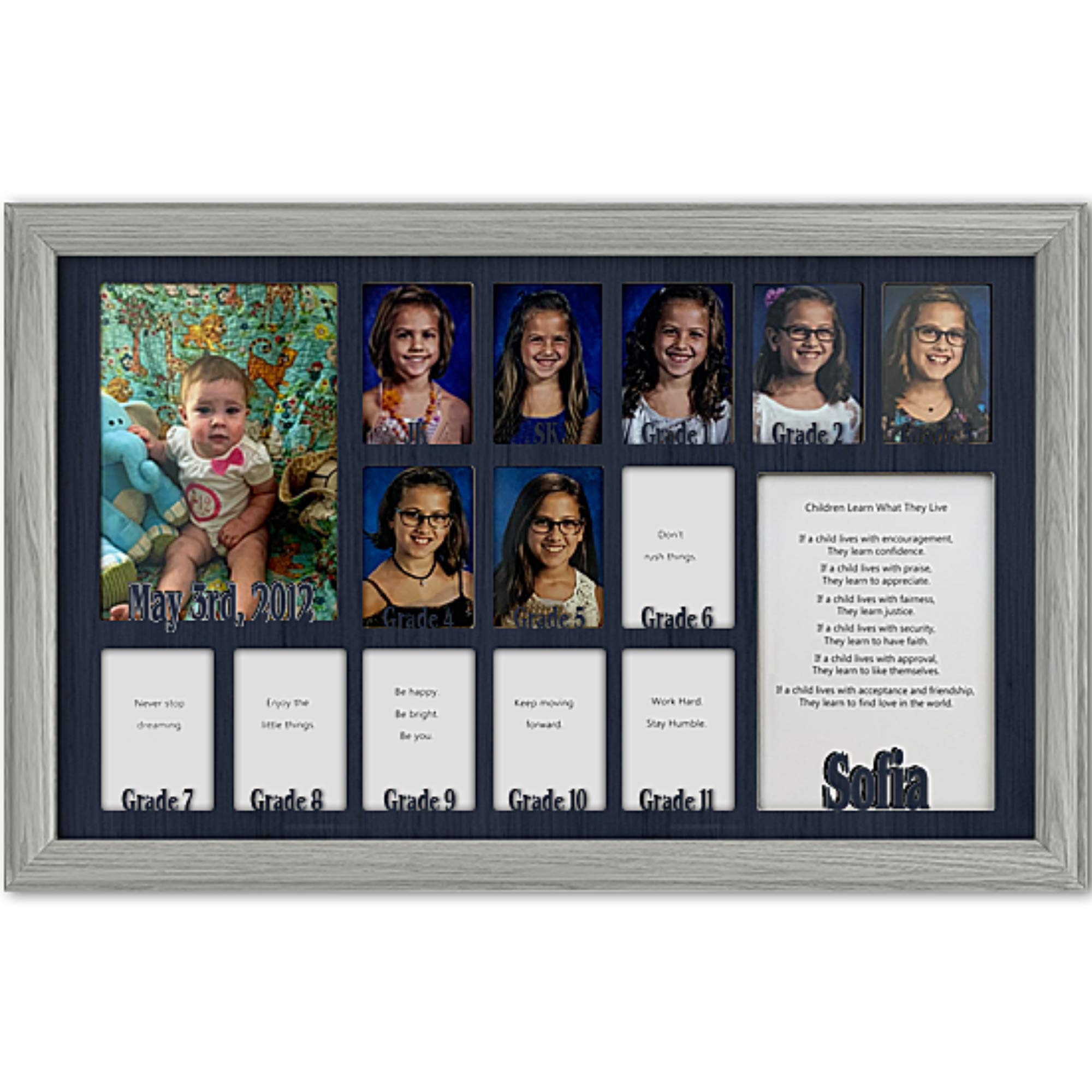 Personalized Northland School Years Photo Frame - Custom Name Engraved, Holds Twelve 2.5x3.5