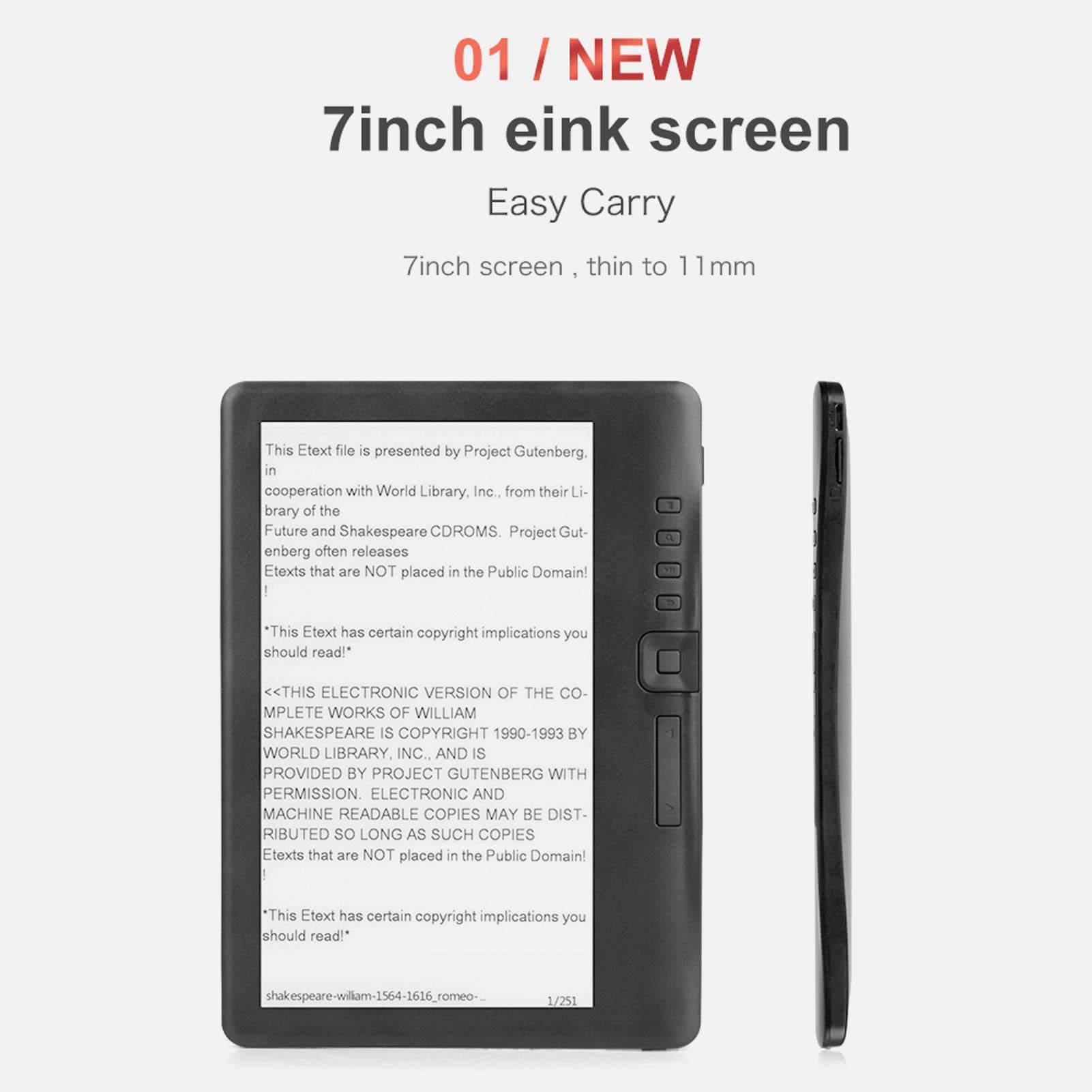 7in Waterproof HD Color E-Reader with 16:9 Screen, Navigation Buttons & 8GB Storage - Includes Black Protective Case - Perfect for Beach Reading, Commuting, and Nighttime Reading