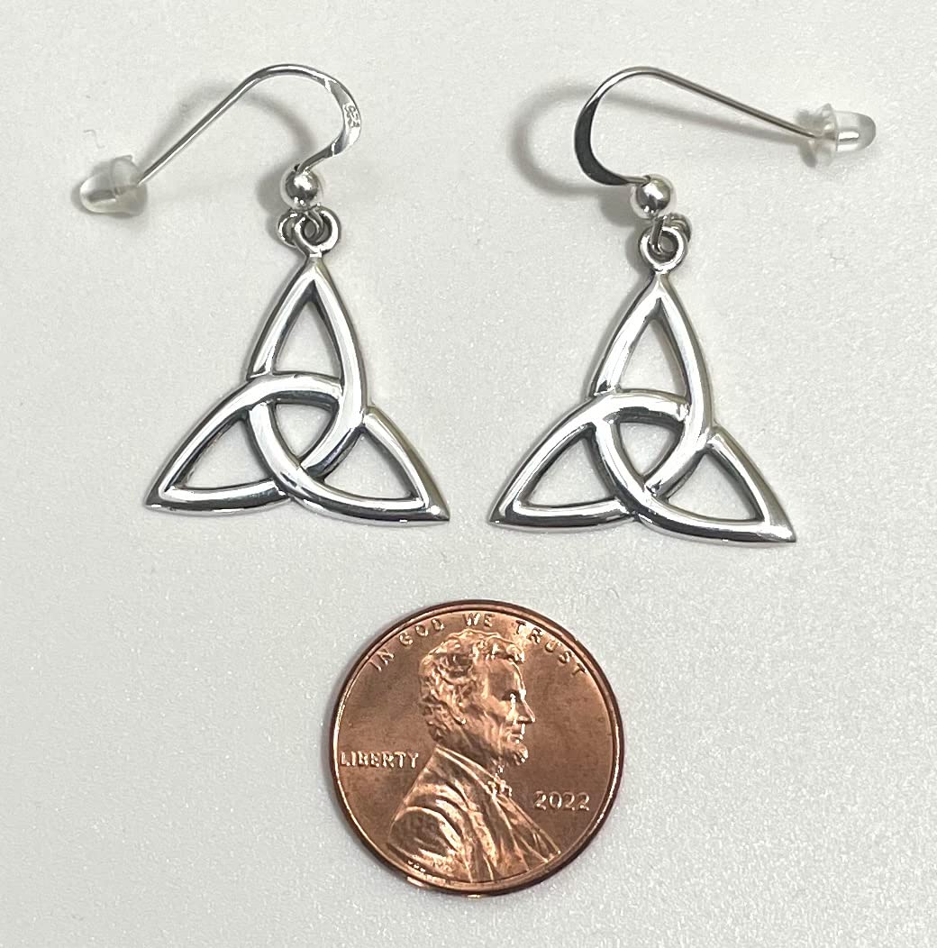 Celtic Trinity Triquetra Knot Sterling Silver Dangle Earrings for Women - Elegant Irish Symbol Jewelry for Everyday Wear, Gift Giving & Special Occasions