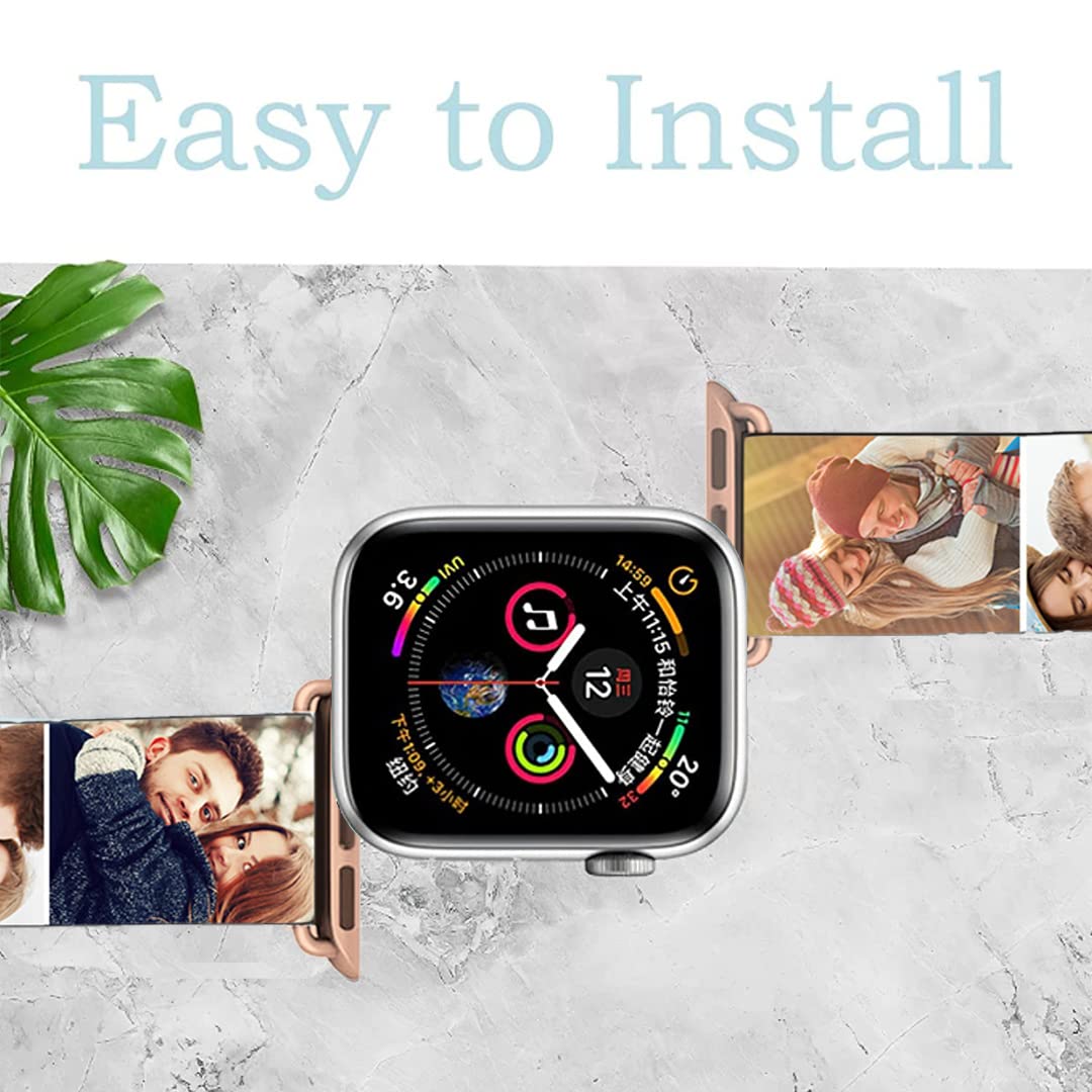 Custom Photo Watch Bands for Apple Watch 42mm/44mm/45mm - Personalized Silicone Sport Loop with Golden Buckle - Compatible with iWatch Series - Perfect Gift for Men & Women - Gym, Work & Everyday Wear