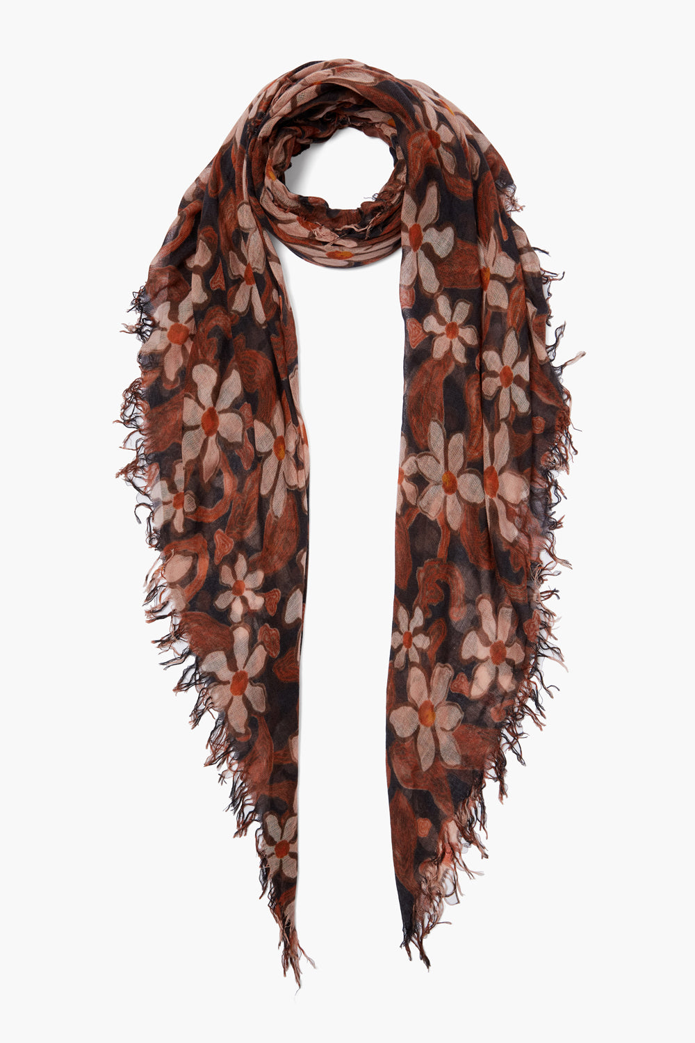 Luxury Cashmere Silk Scarf - Dark Sapphire Meadow Floral Pattern - Soft Winter Wrap for Women - Perfect for Office, Evening Events & Gift Giving