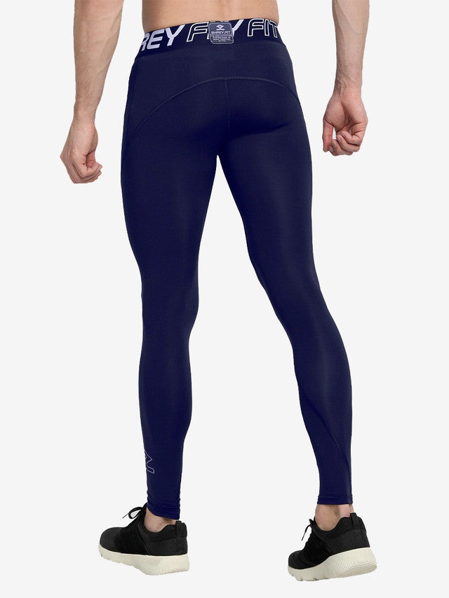 Shrey Intense Compression Long Tights for Women & Men - High Performance Workout Leggings, Running, Yoga, Gym - Navy Blue Athletic Wear