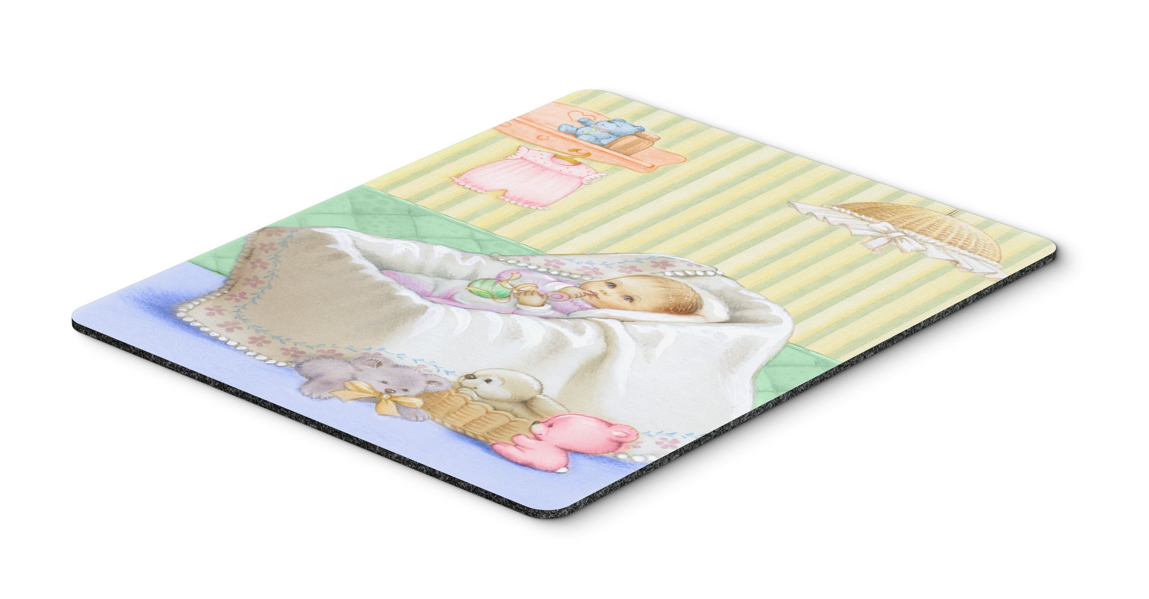 Caroline's Treasures APH7093MP Washable Large Mouse Pad - New Baby in Crib Design for Home Office, Gaming & Computer Use | Perfect Desk Mat for Laptop Users & Hot Pad/Trivet Alternative