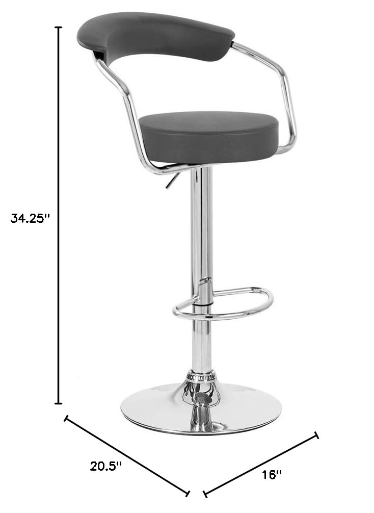 Modern Black Swivel Bar Stools (Set of 2) - Adjustable Height for Kitchen Island, Breakfast Bar & Home Pub