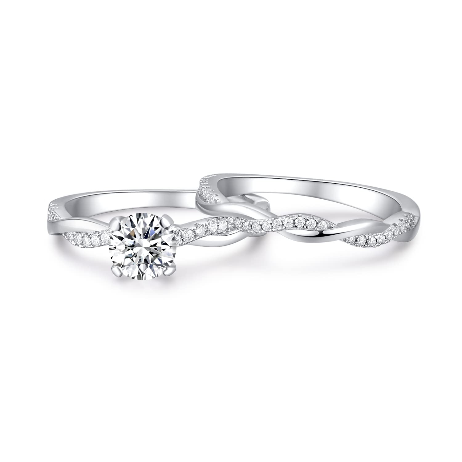 1.2CT Round Moissanite Engagement Ring for Women - 925 Sterling Silver Wedding Band Set, Promise Ring, Size 4.5-11 - Perfect for Proposals, Anniversaries & Bridal Jewelry Gifts