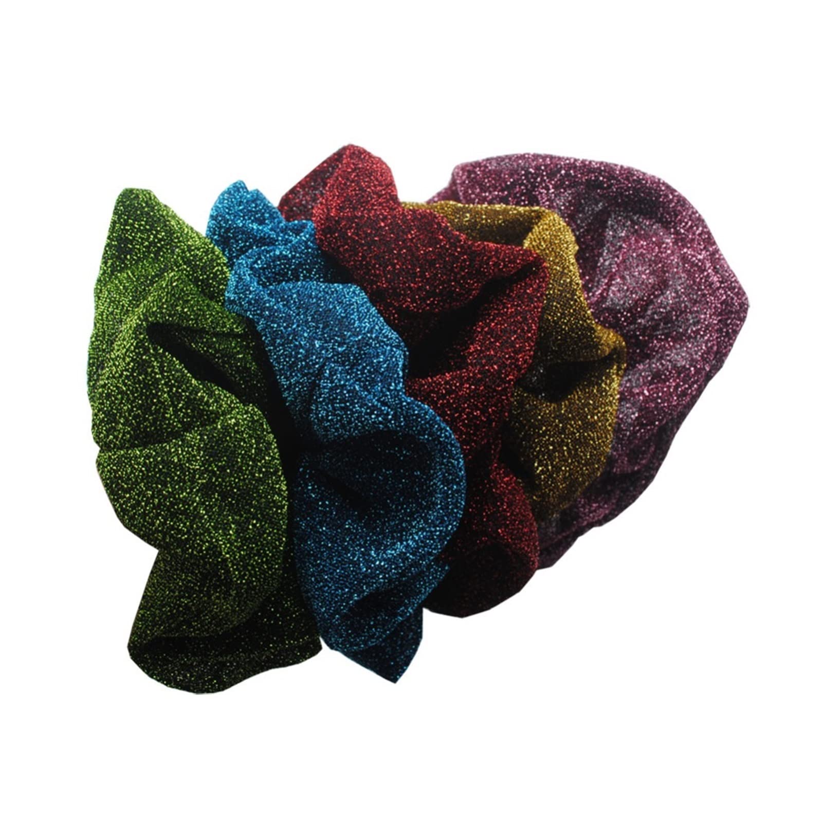 LXRZLS Large Glitter Hair Scrunchies for Women - Silver Elastic Hair Bands, Thick Hair Ties for Ponytails, Buns & Dance - Soft No-Slip Hair Accessories for Everyday, Workouts & Special Occasions