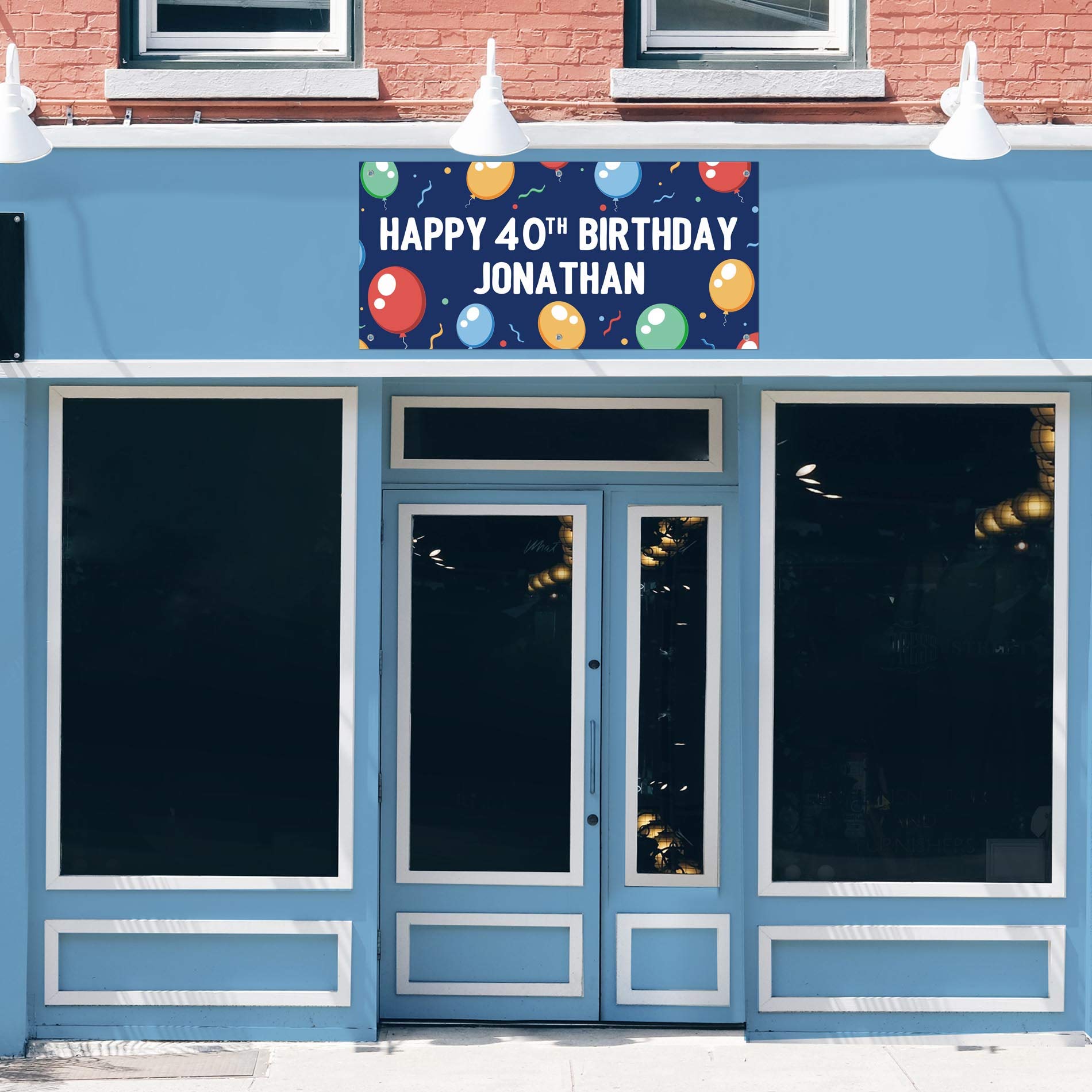 Custom Happy 40th Birthday Banner with Balloons - Personalized Milestone Vinyl Banner 24x51 Inches - Perfect for Birthday Parties, Anniversaries & Celebrations