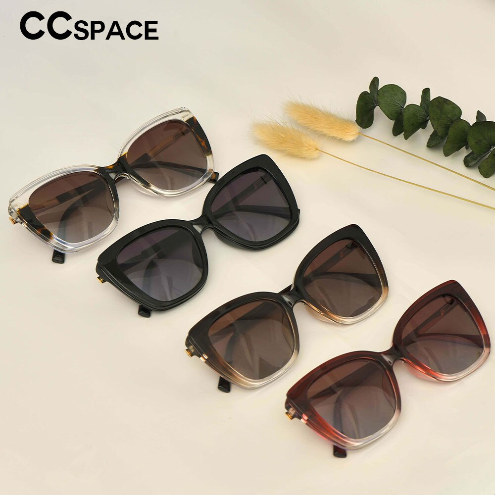 CCspace Unisex Full Rim Square Cat Eye Titanium Eyeglasses with Clip-On Sunglasses - Lightweight Durable Frame for Men & Women - Perfect for Reading, Driving, and Outdoor Activities