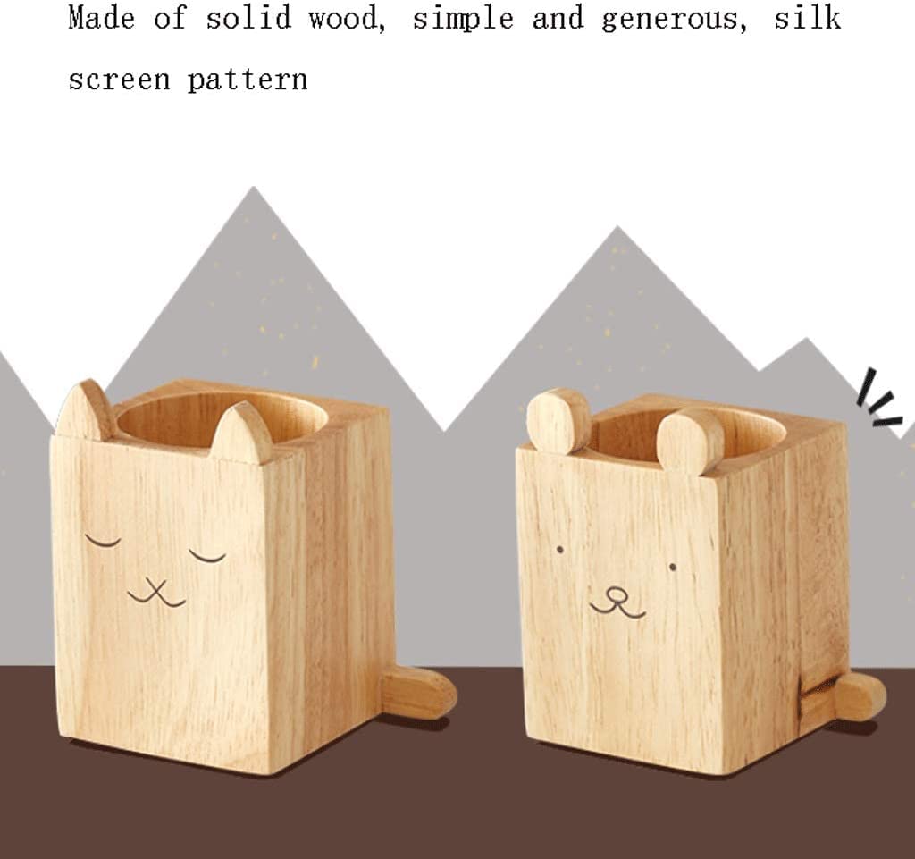 Wooden Desk Pencil Pen Holder - Creative Multifunctional Stationery Organizer, Square Makeup Brush Storage Box for Office & Home Use (Style B) - Perfect for Work Desks, Study Tables, and Vanity Organizers