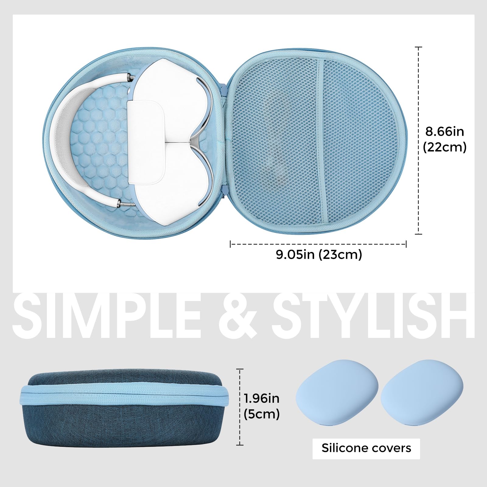 ProCase Hard Shell Travel Case for AirPods Max Headphones - Protective Storage with Mesh Pocket for Accessories | Navy Blue | Perfect for Travel, Commuting & Daily Storage