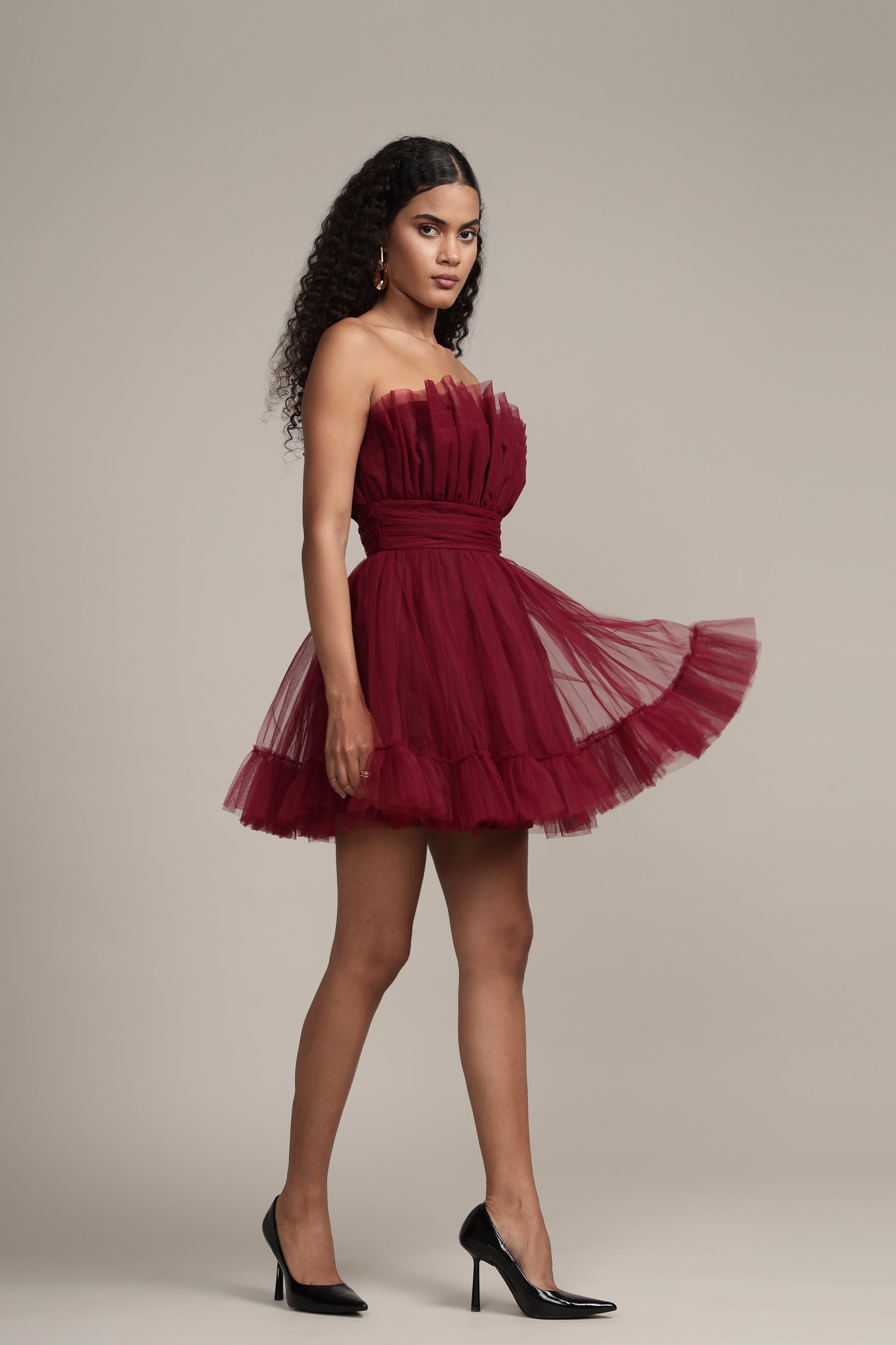 Astro Red Caspian Tulle Mini Dress for Women - Elegant Party, Cocktail & Evening Wear