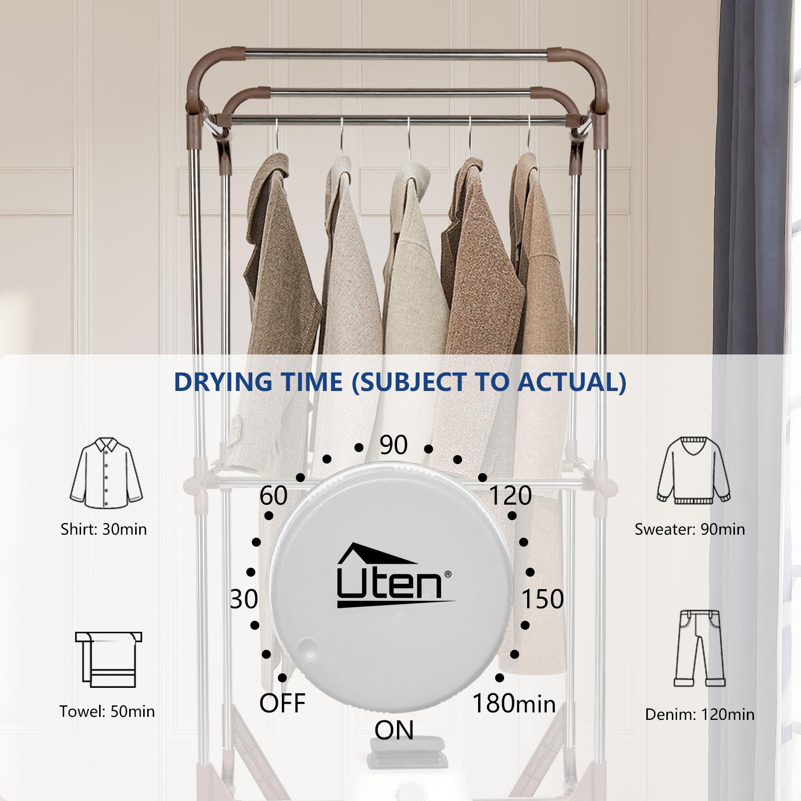 1500W Electric Clothes Dryer with Timer - 2-Tier Foldable Drying Rack for Travel, Apartments, RV & Home - Fast Drying Wardrobe for Laundry | Perfect for Small Spaces, Camping & Emergency Use