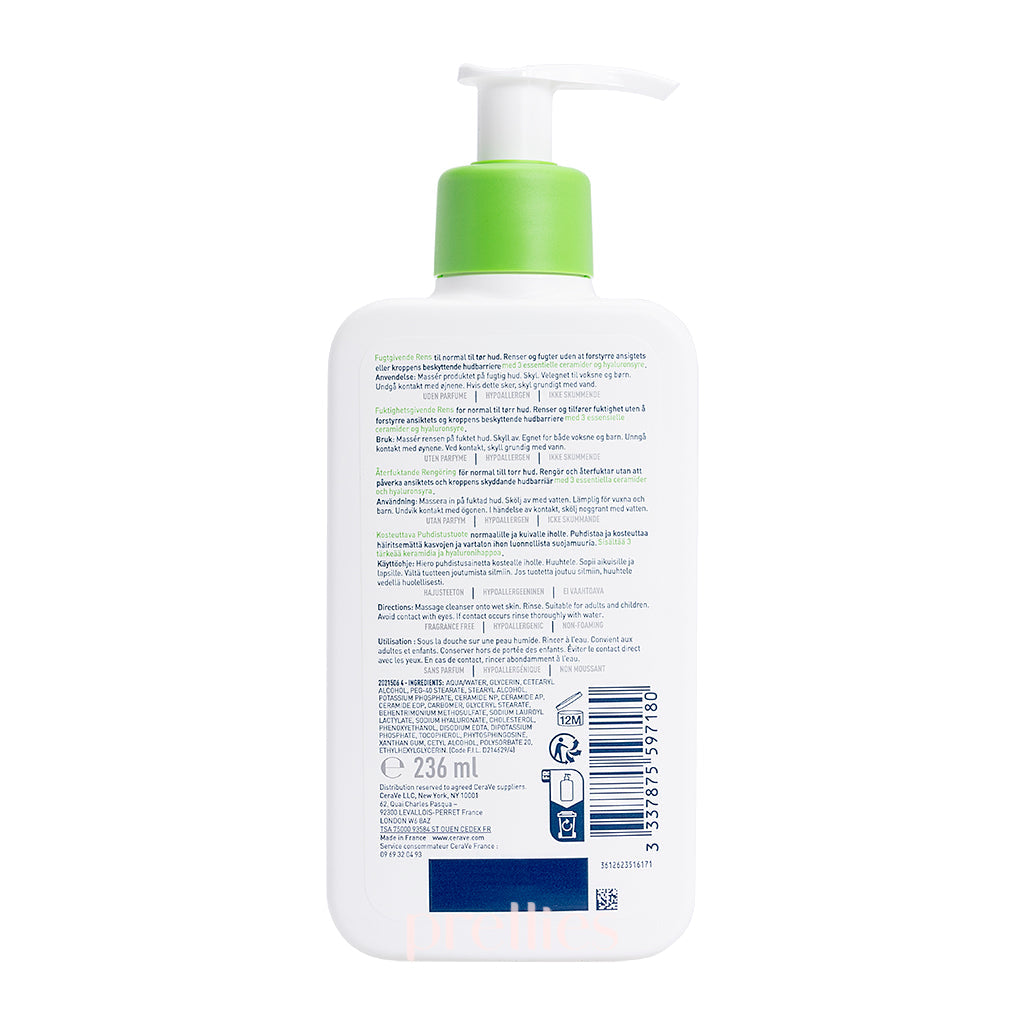 CeraVe Hydrating Facial Cleanser for Normal to Dry Skin | 8oz/236ml | Fragrance-Free & Non-Comedogenic | Daily Face Wash for Gentle Cleansing & Moisturizing | Perfect for Morning & Night Skincare Routine