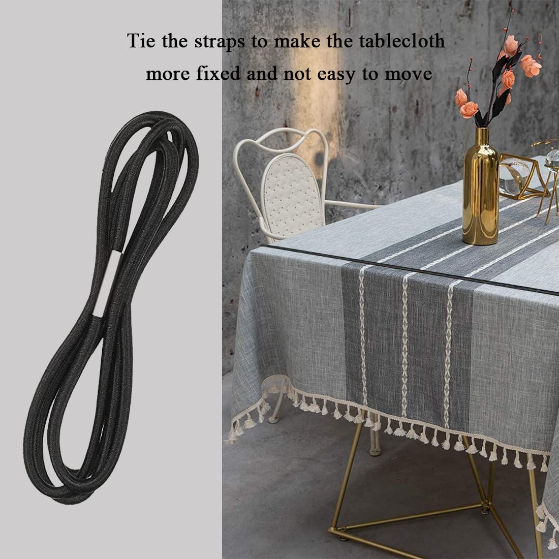 20Pcs Heavy Duty Bungee Grips Elastic Bands - Secure Tablecloth Straps for Outdoor Dining, Picnic, Camping, Wedding & Party - Black Table Bungee Clips for Kitchen, Restaurant & Event Decor